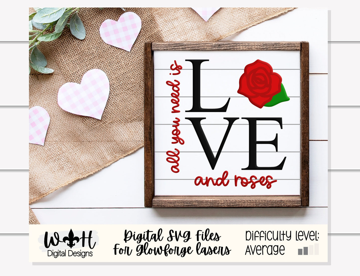 Valentine’s Day Love and Roses - Subway Coffee Bar Framed Sign - Files for Sign Making - SVG Cut File For Glowforge - Digital File