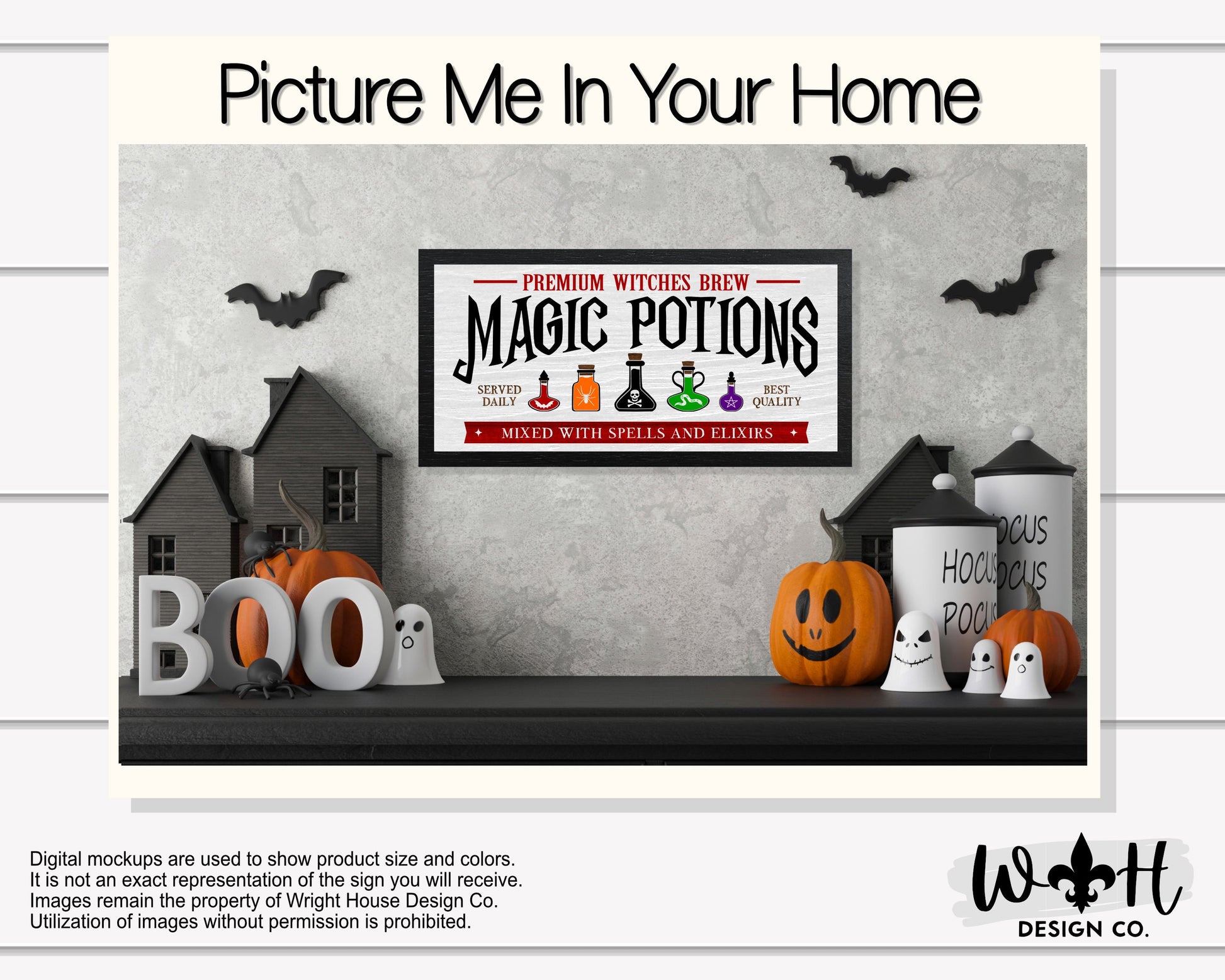 Premium Witches Brew Magic Potions - Halloween Goth Room Decor - Seasonal Coffee Bar Sign - Dark Academia - Witchy Cottagecore Wall Art