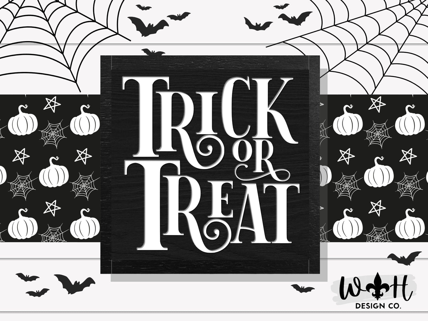 Trick Or Treat Halloween Wood Frame Sign - Retro Coffee Bar Sign - Modern Farmhouse Seasonal Mantel Signs - Handmade Home and Kitchen Decor