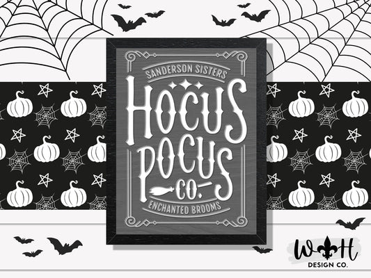 Hocus Pocus Co Enchanted Brooms - Witchy Halloween Coffee Bar Sign - Dark Academia Mantel Decor - Cottagecore Home Decor - Gothic Wall Art