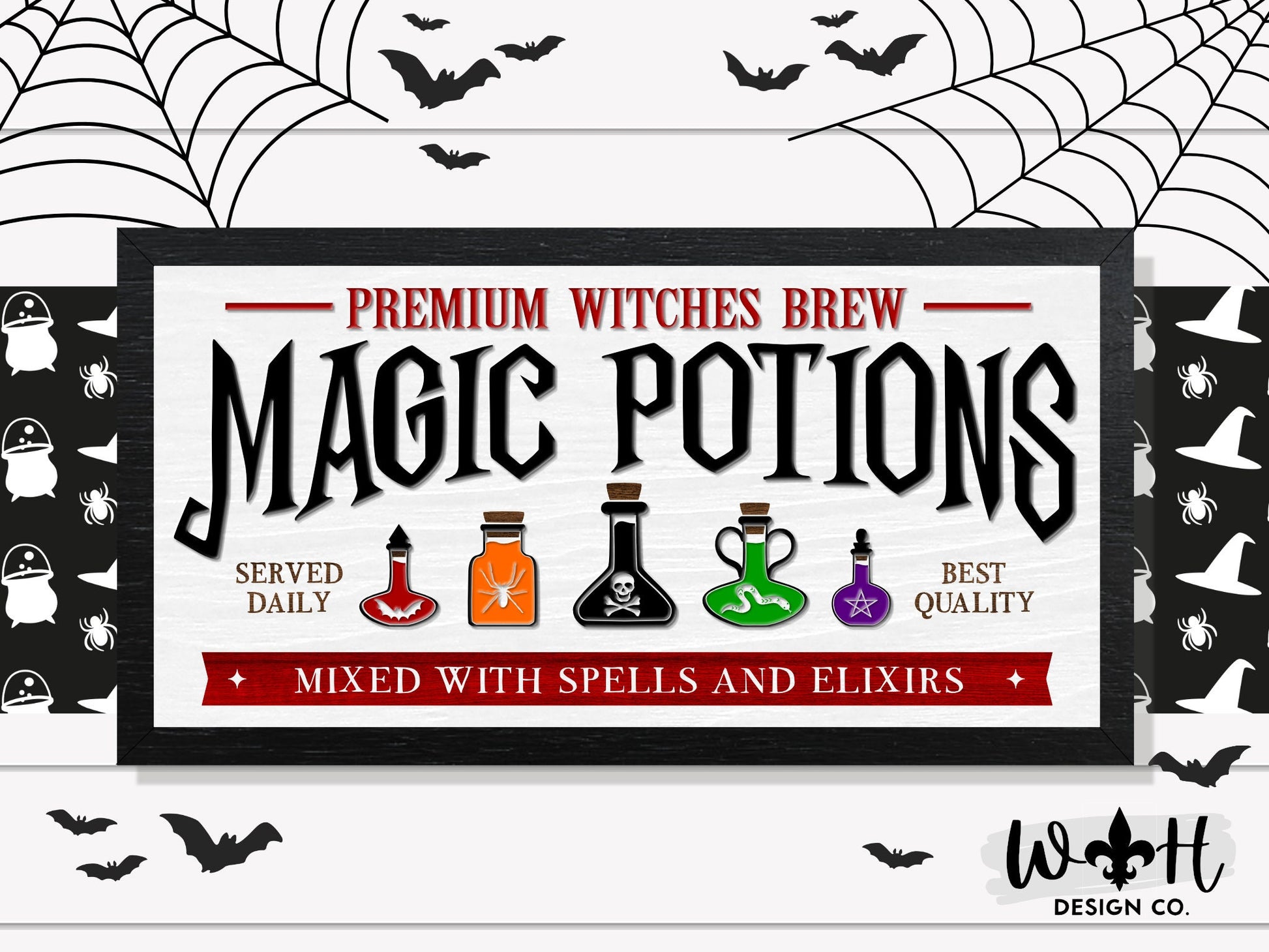 Premium Witches Brew Magic Potions - Halloween Goth Room Decor - Seasonal Coffee Bar Sign - Dark Academia - Witchy Cottagecore Wall Art