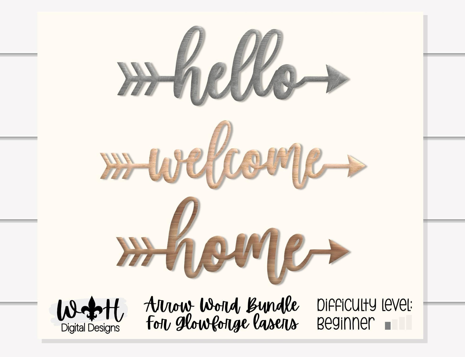 Hello, Welcome, Home Arrows - Place Settings - Welded Words - Files for Sign Making - SVG Cut File For Glowforge - Digital File
