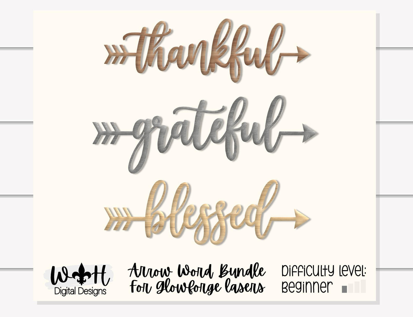 Thankful, Blessed, Grateful - Welded Arrow Words - Files for Sign Making - SVG Cut File For Glowforge - Digital File