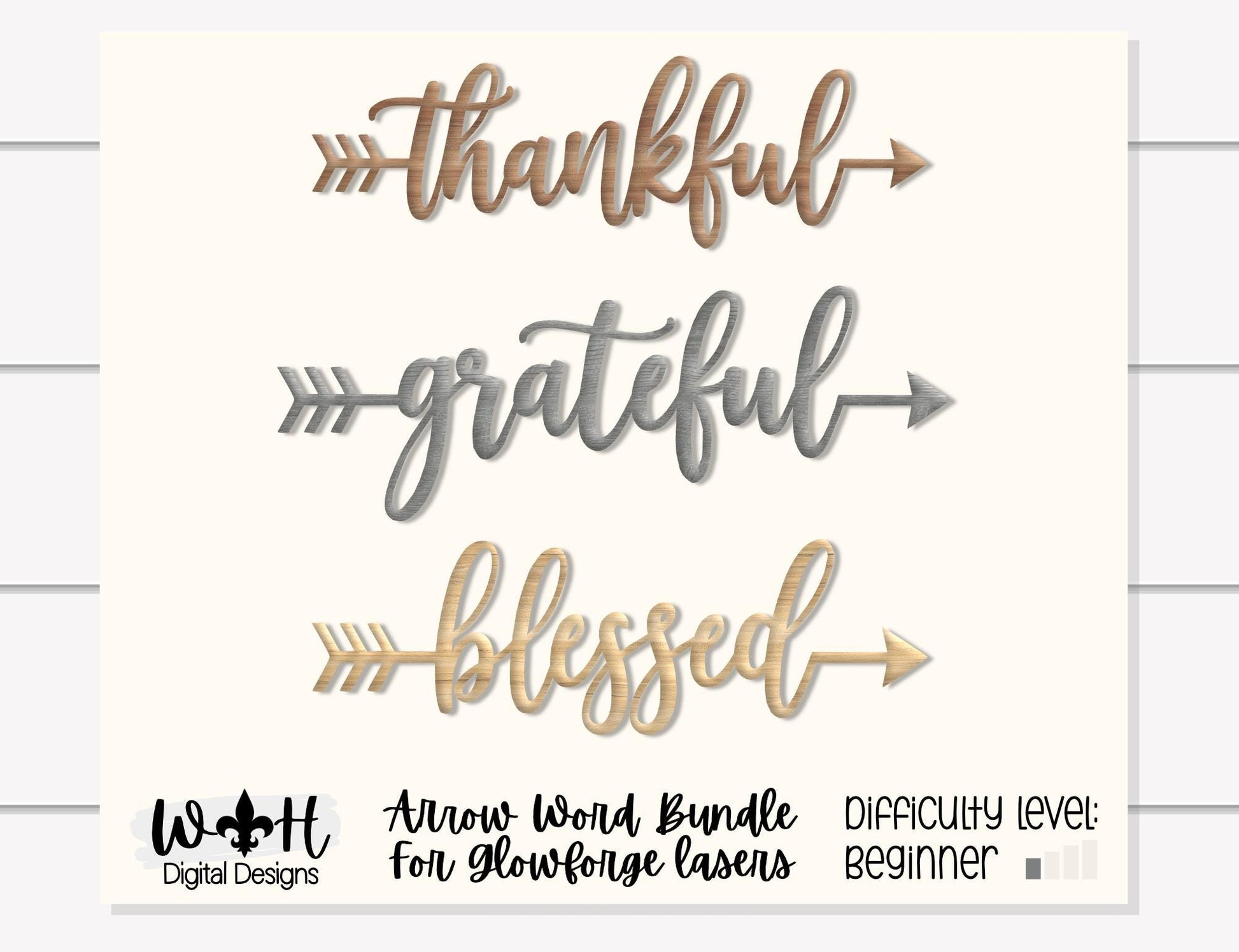Thankful, Blessed, Grateful - Welded Arrow Words - Files for Sign Making - SVG Cut File For Glowforge - Digital File