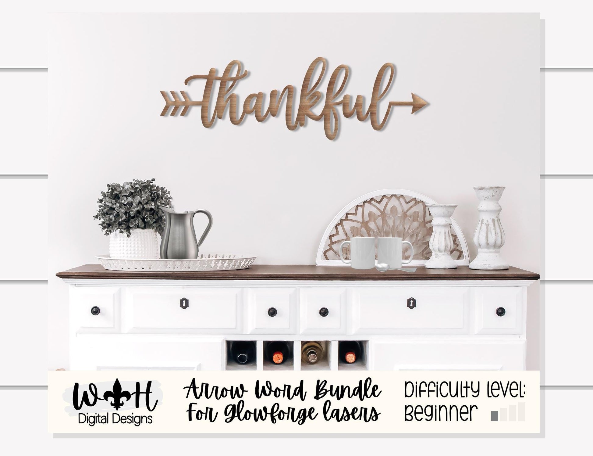 Thankful, Blessed, Grateful - Welded Arrow Words - Files for Sign Making - SVG Cut File For Glowforge - Digital File