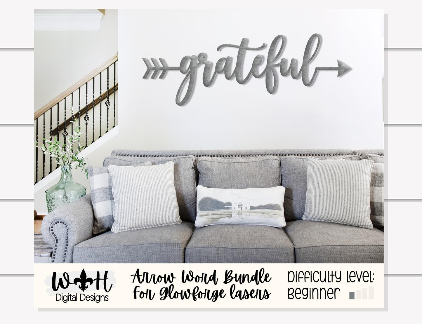 Thankful, Blessed, Grateful - Welded Arrow Words - Files for Sign Making - SVG Cut File For Glowforge - Digital File