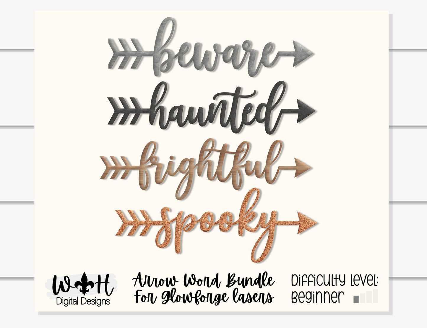 Beware, Spooky, Haunted, Frightful Arrows - Place Setting Words - Files for Sign Making - SVG Cut File For Glowforge - Digital File