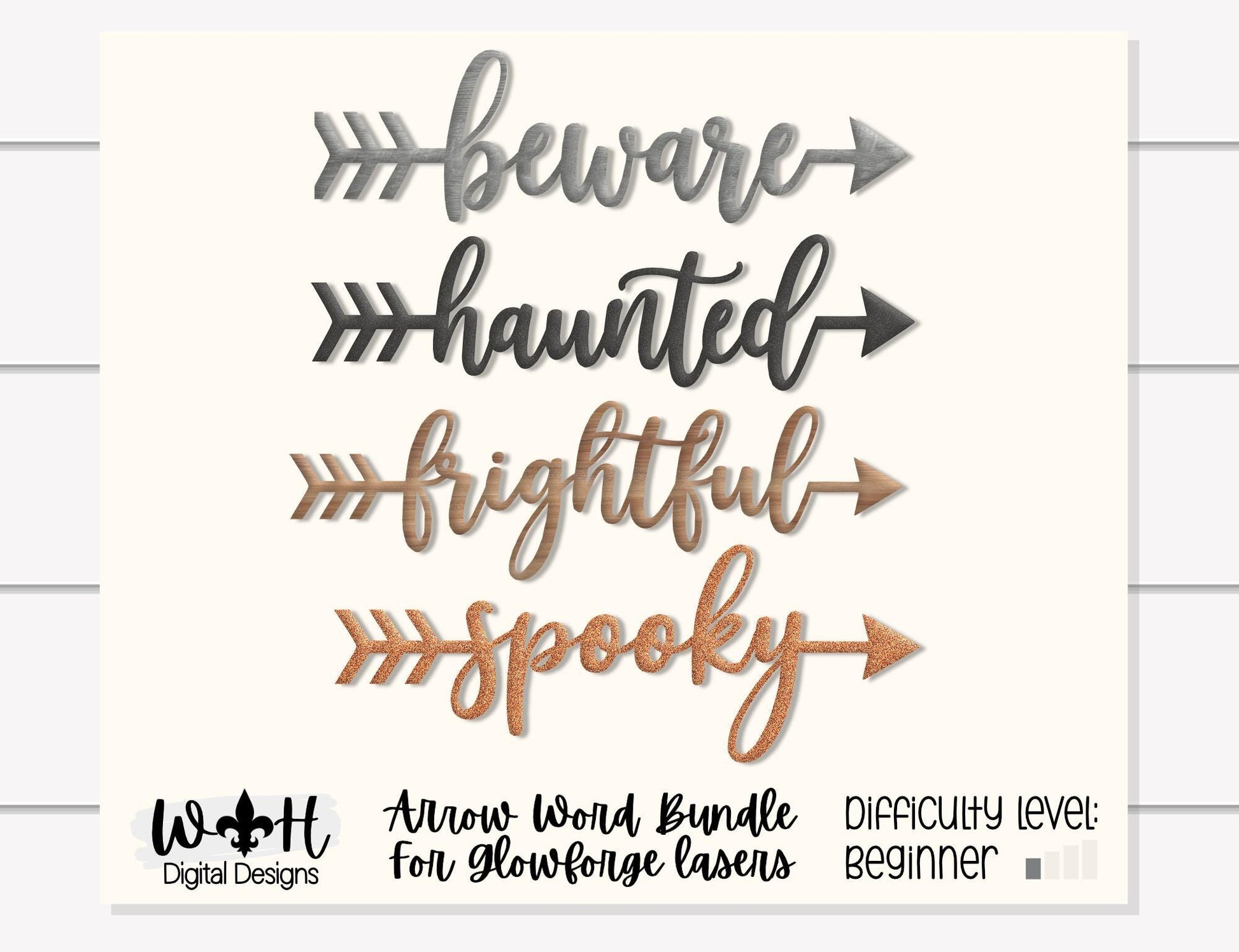 Beware, Spooky, Haunted, Frightful Arrows - Place Setting Words - Files for Sign Making - SVG Cut File For Glowforge - Digital File