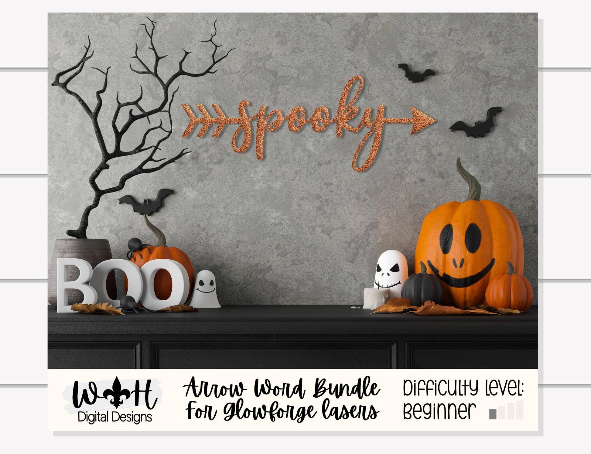 Beware, Spooky, Haunted, Frightful Arrows - Place Setting Words - Files for Sign Making - SVG Cut File For Glowforge - Digital File