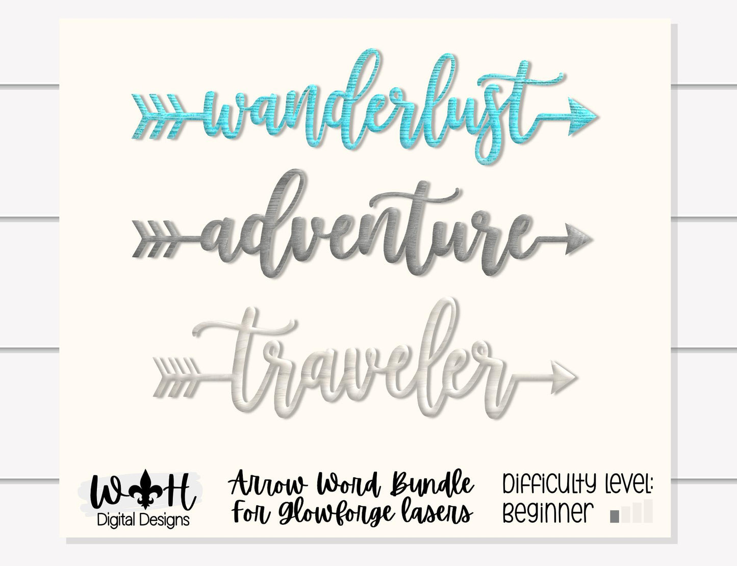 Wanderlust, Adventure, Traveler - Welded Arrow Words - Files for Sign Making - SVG Cut File For Glowforge - Digital File