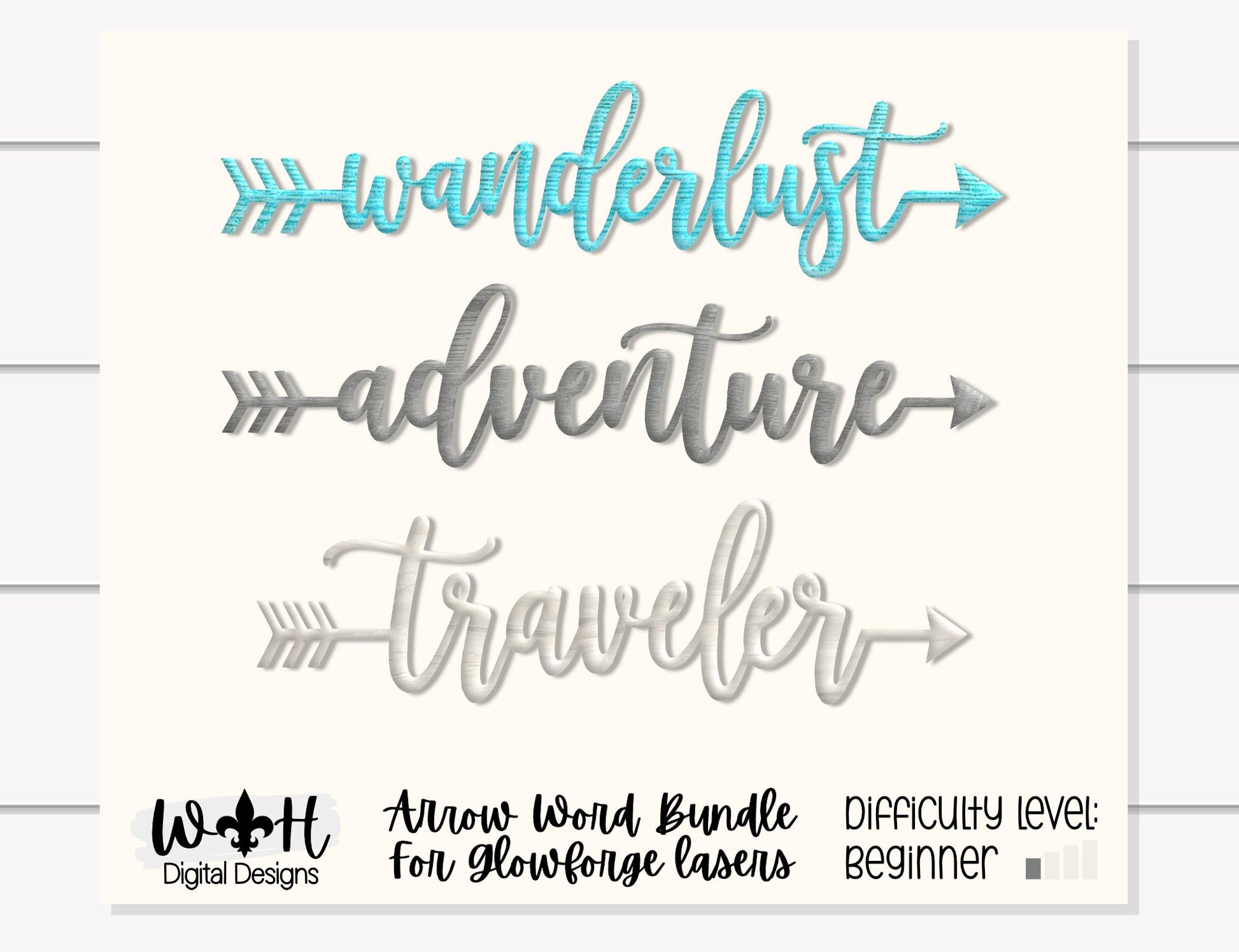 Wanderlust, Adventure, Traveler - Welded Arrow Words - Files for Sign Making - SVG Cut File For Glowforge - Digital File