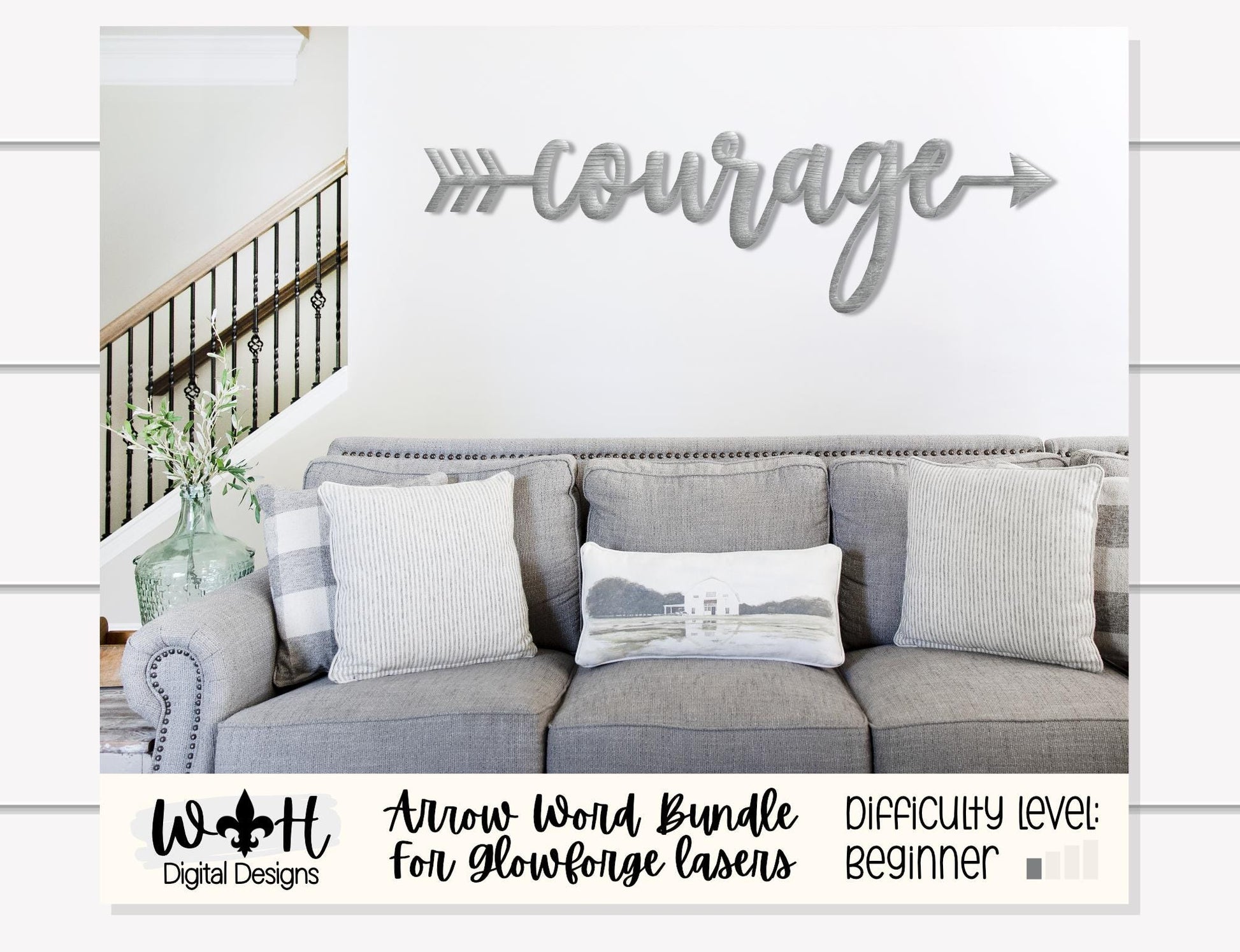 Wisdom, Strength, Courage - Welded Arrow Words - Files for Sign Making - SVG Cut File For Glowforge - Digital File