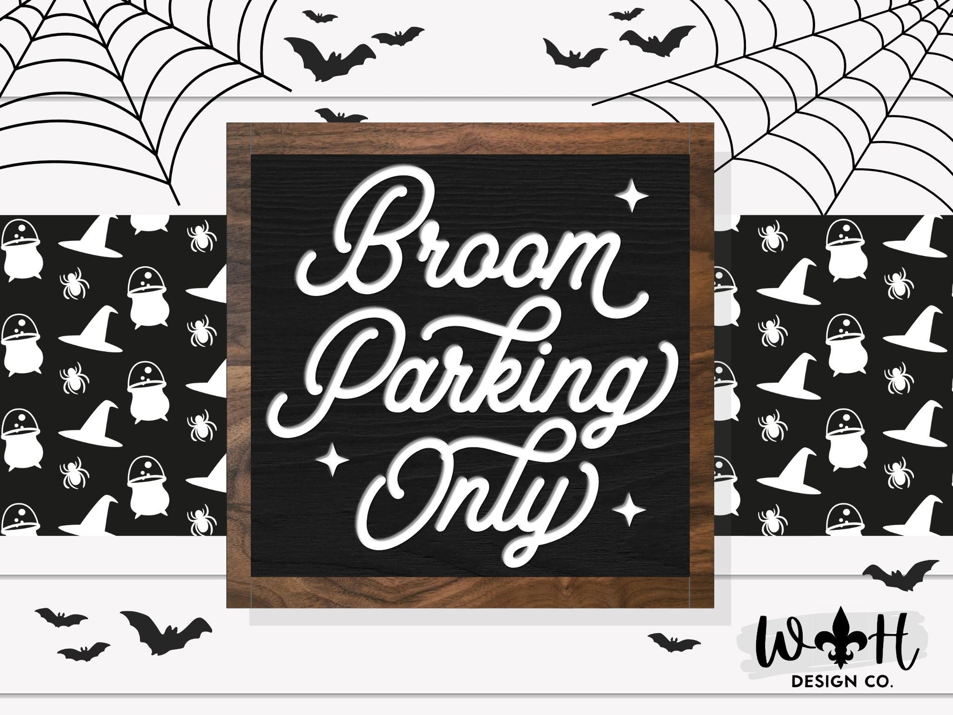 Broom Parking Only - Modern Farmhouse Halloween Frame Sign - Rustic Fall Mantel Decor - Coffee Bar Sign - Witchy Wall Art - Entryway Decor