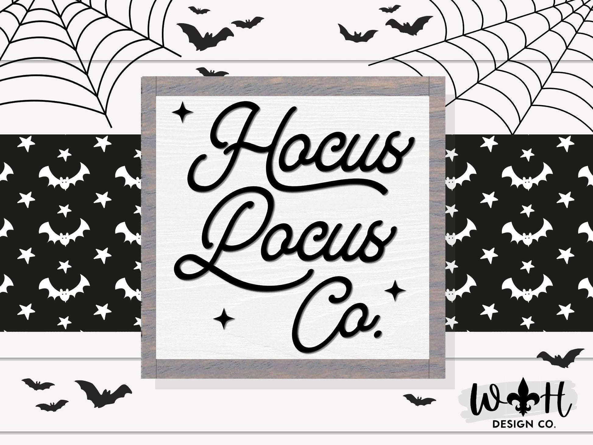 Hocus Pocus Co - Modern Farmhouse Halloween Frame Sign - Rustic Fall Mantel Decor - Coffee Bar Sign - Witchy Wall Art - Entryway Decor