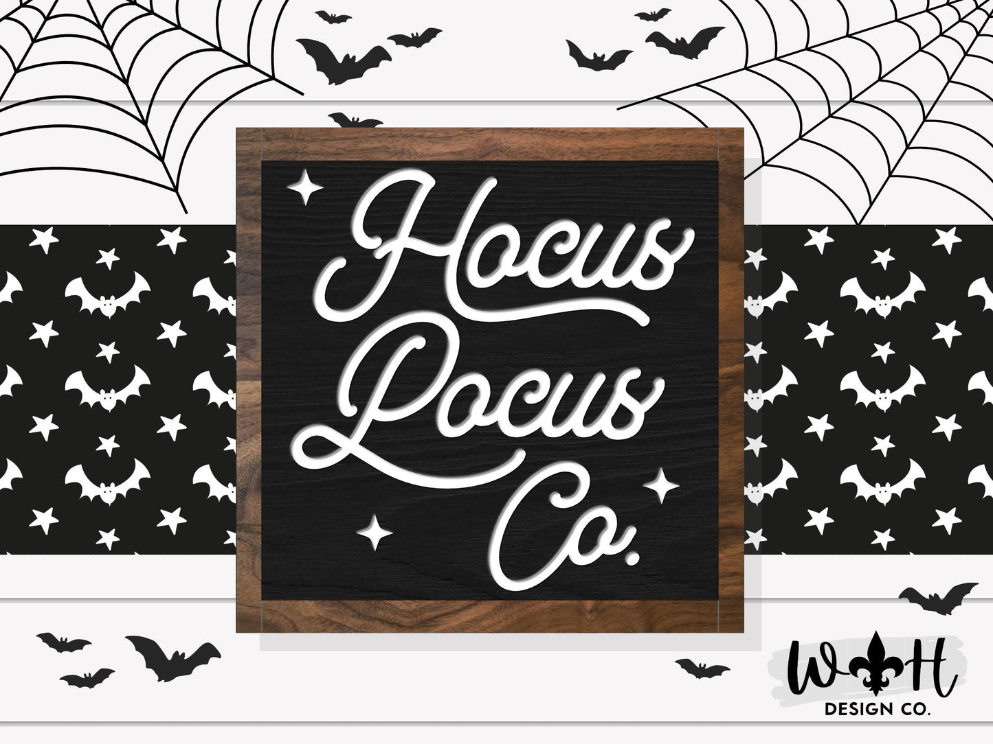 Hocus Pocus Co - Modern Farmhouse Halloween Frame Sign - Rustic Fall Mantel Decor - Coffee Bar Sign - Witchy Wall Art - Entryway Decor