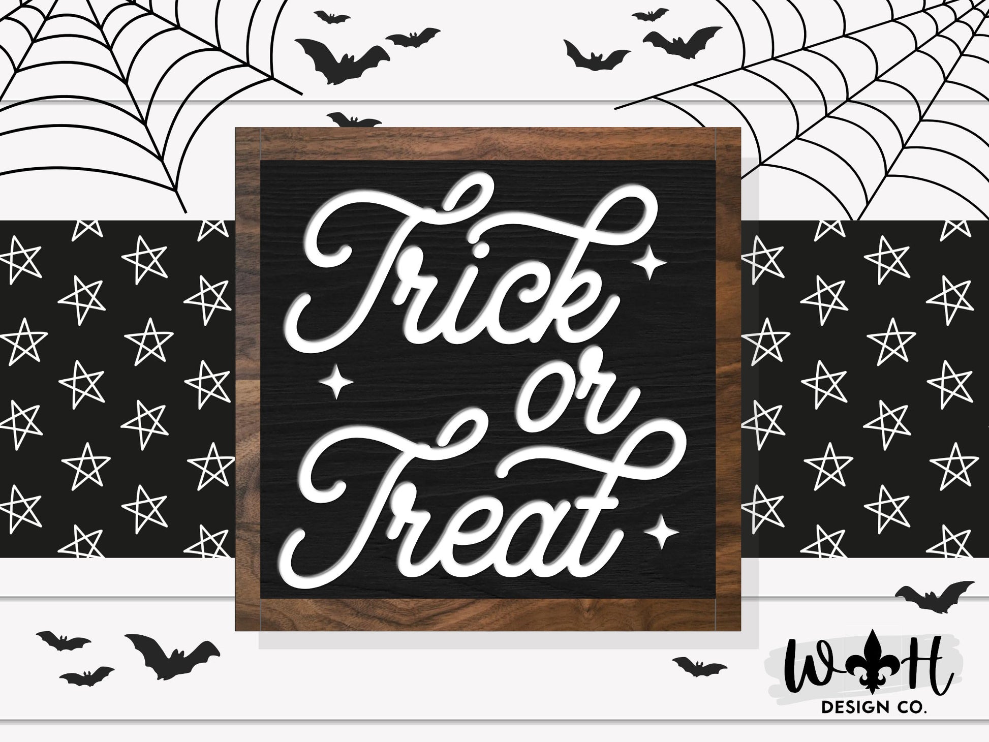 Trick Or Treat - Modern Farmhouse Halloween Frame Sign - Rustic Fall Mantel Decor - Coffee Bar Sign - Witchy Wall Art - Entryway Decor