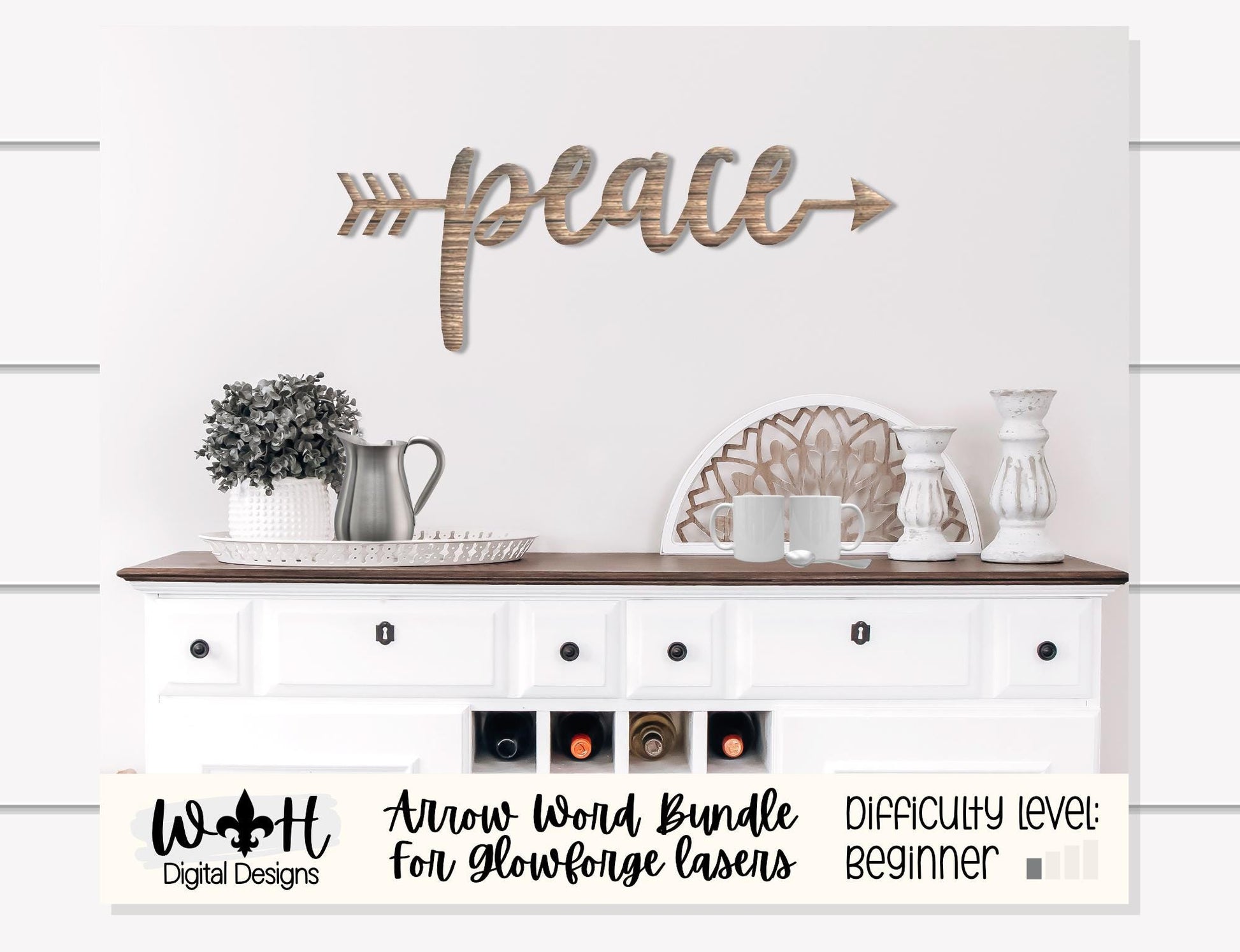 Peace, Love, Happiness - Welded Arrow Words - Files for Sign Making - SVG Cut File For Glowforge - Digital File