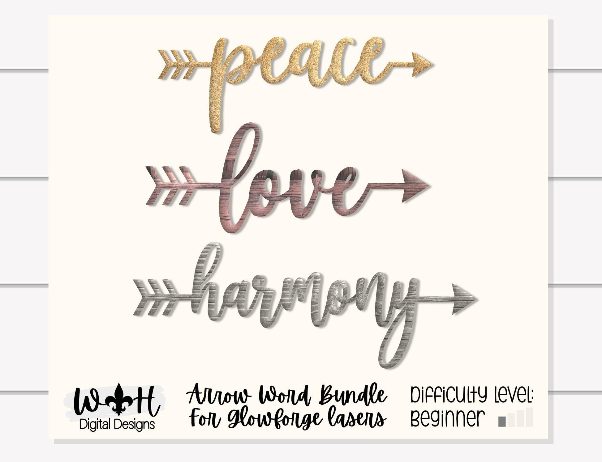 Harmony, Peace, Love - Welded Arrow Words - Files for Sign Making - SVG Cut File For Glowforge - Digital File