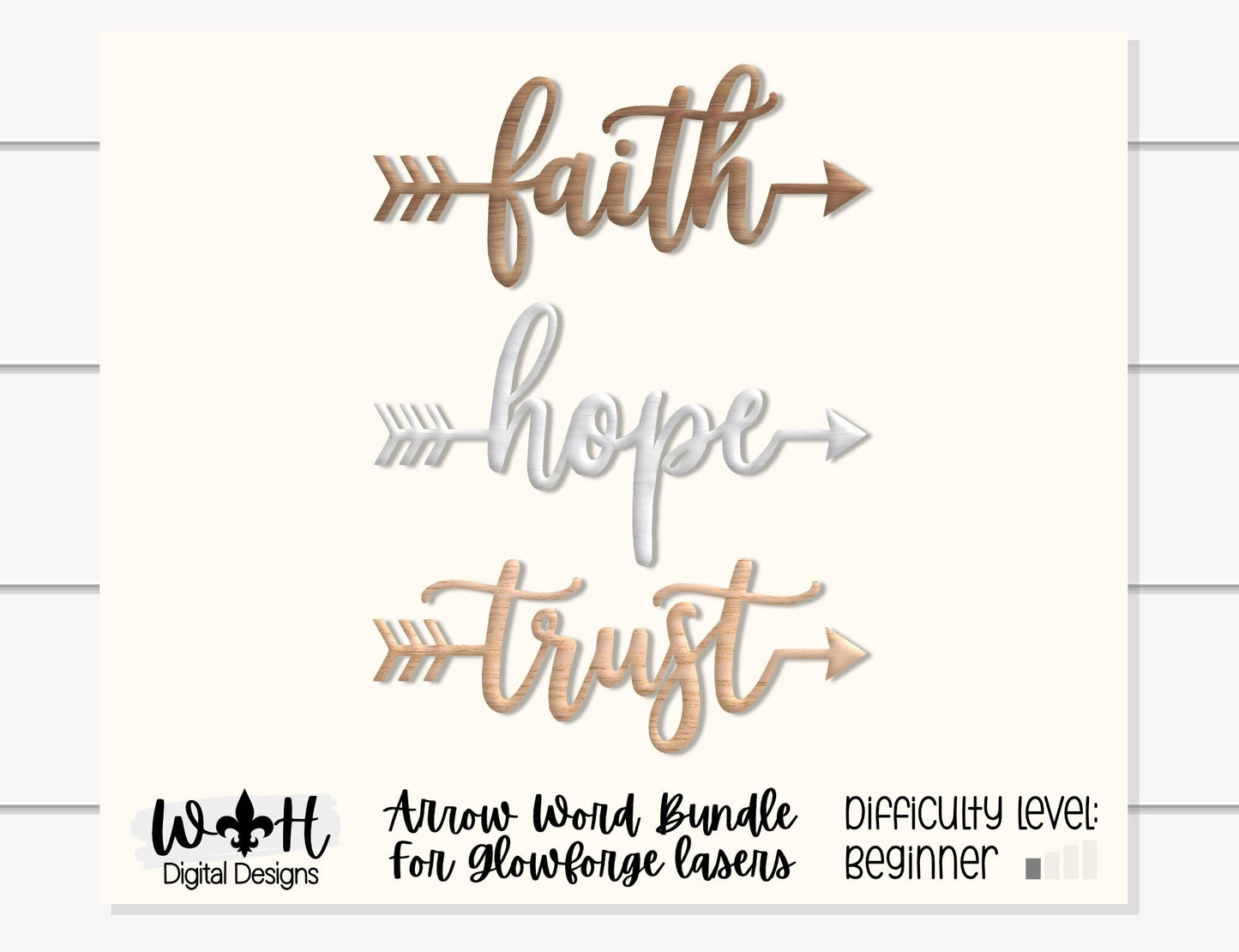 Faith, Hope, Trust - Welded Arrow Words - Files for Sign Making - SVG Cut File For Glowforge - Digital File
