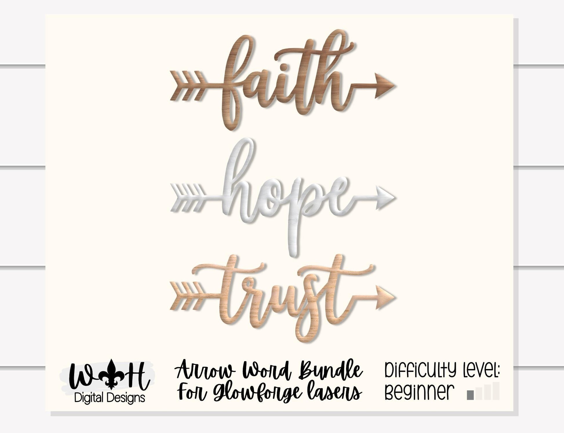 Faith, Hope, Trust - Welded Arrow Words - Files for Sign Making - SVG Cut File For Glowforge - Digital File