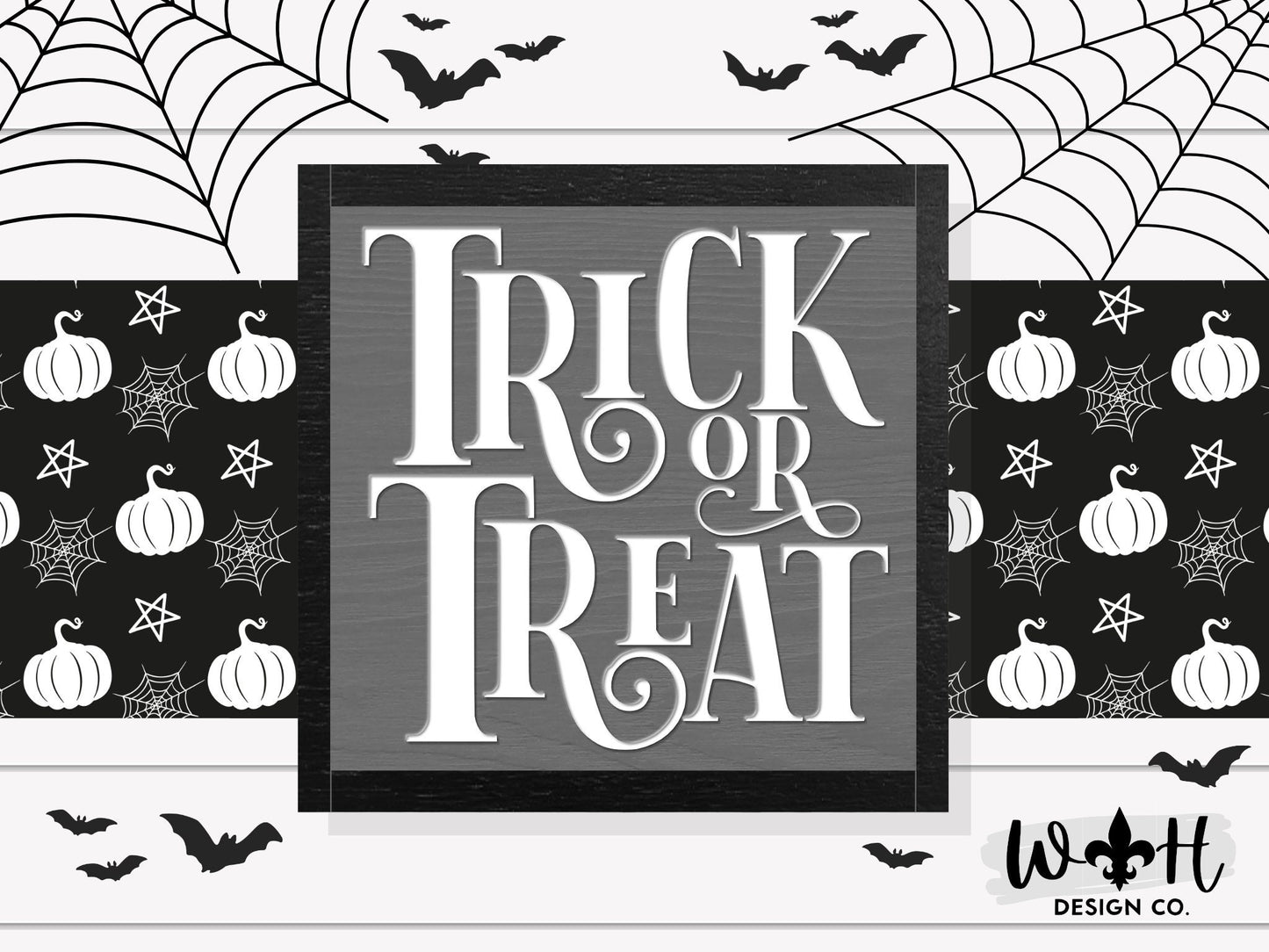 Trick Or Treat Halloween Wood Frame Sign - Retro Coffee Bar Sign - Modern Farmhouse Seasonal Mantel Signs - Handmade Home and Kitchen Decor