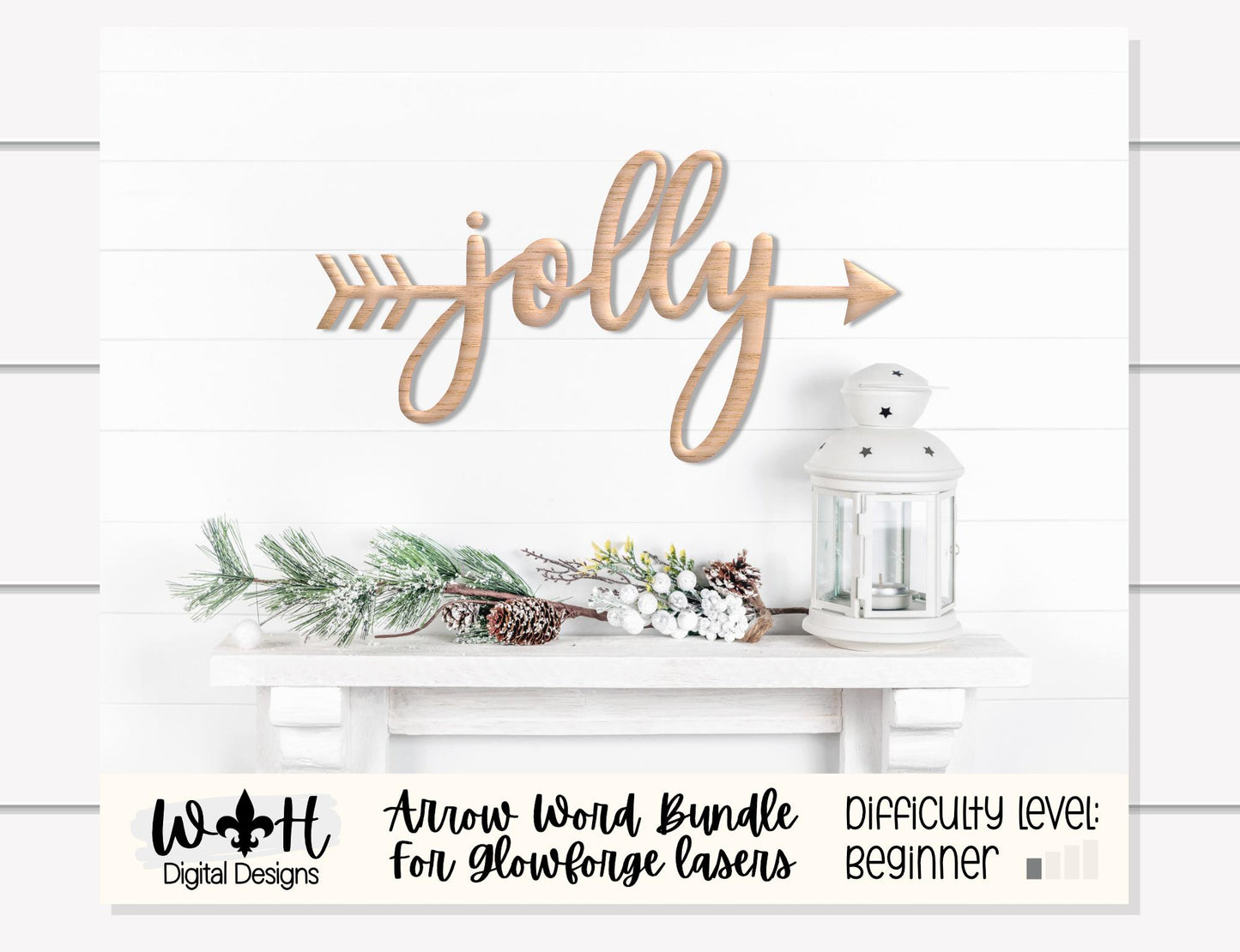 Believe, Jolly, Noel, Merry Arrows - Welded Words - Place Settings - Files for Sign Making - SVG Cut File For Glowforge - Digital File