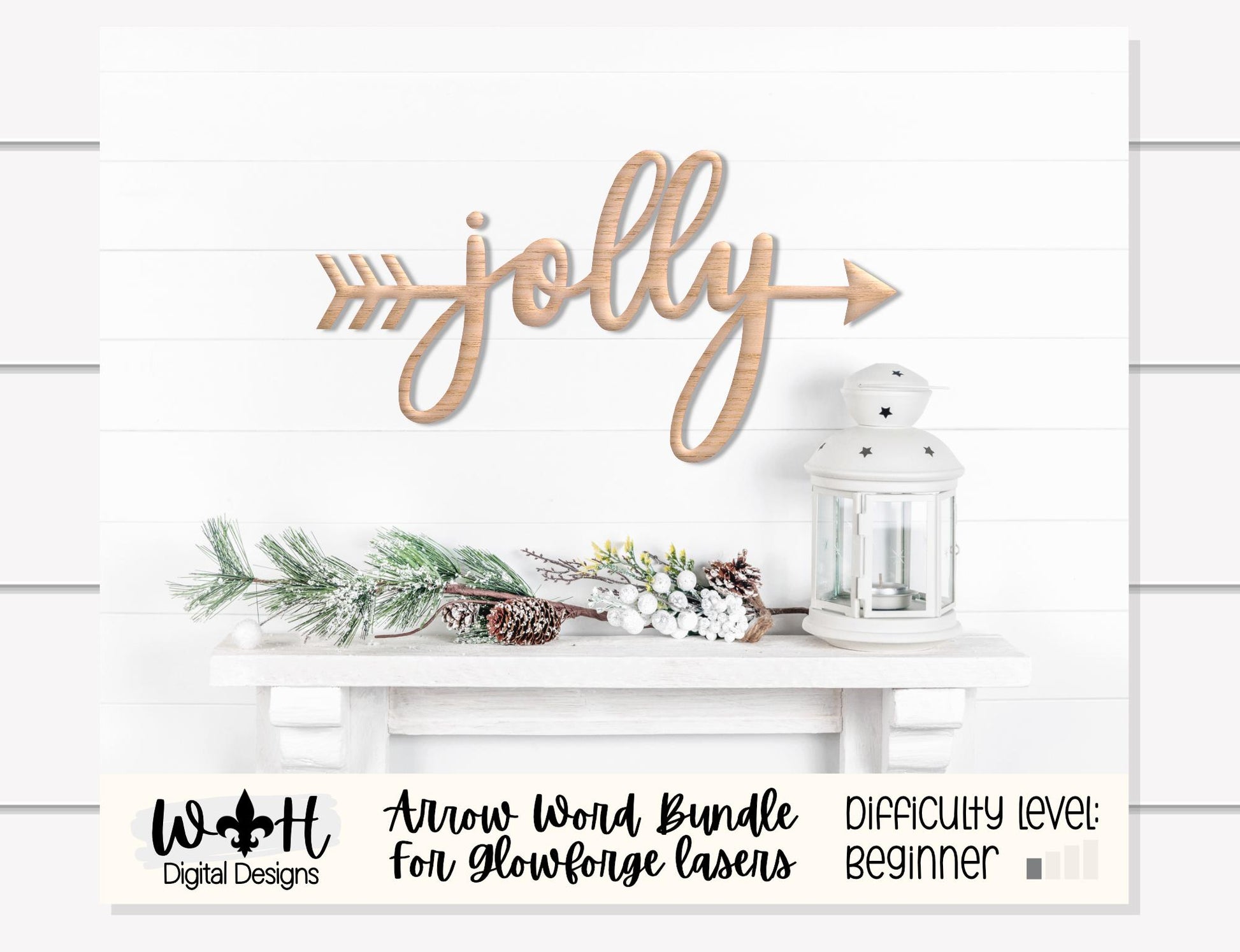 Believe, Jolly, Noel, Merry Arrows - Welded Words - Place Settings - Files for Sign Making - SVG Cut File For Glowforge - Digital File
