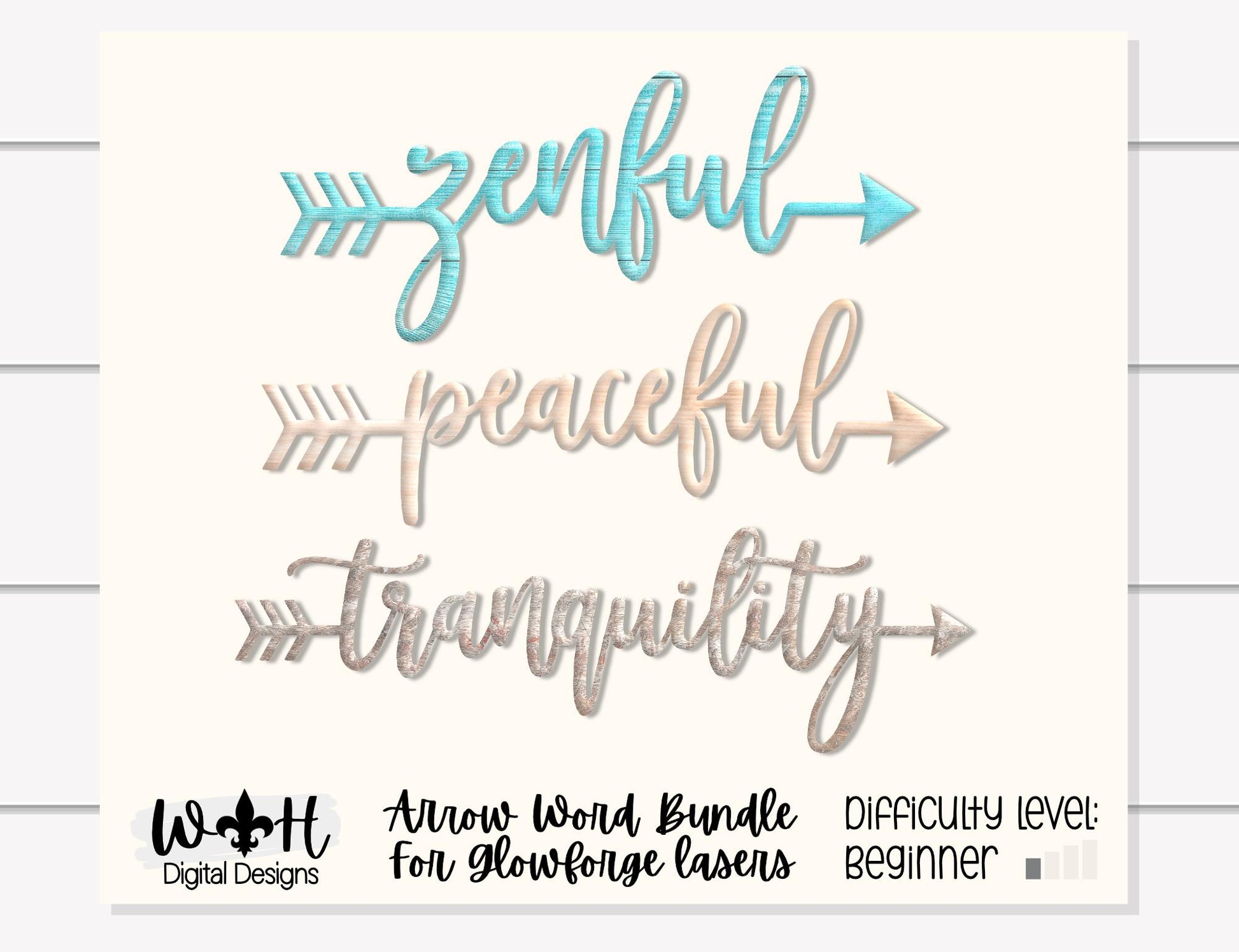 Zenful Peaceful Tranquil - Welded Arrow Words - Files for Sign Making - SVG Cut File For Glowforge - Digital File