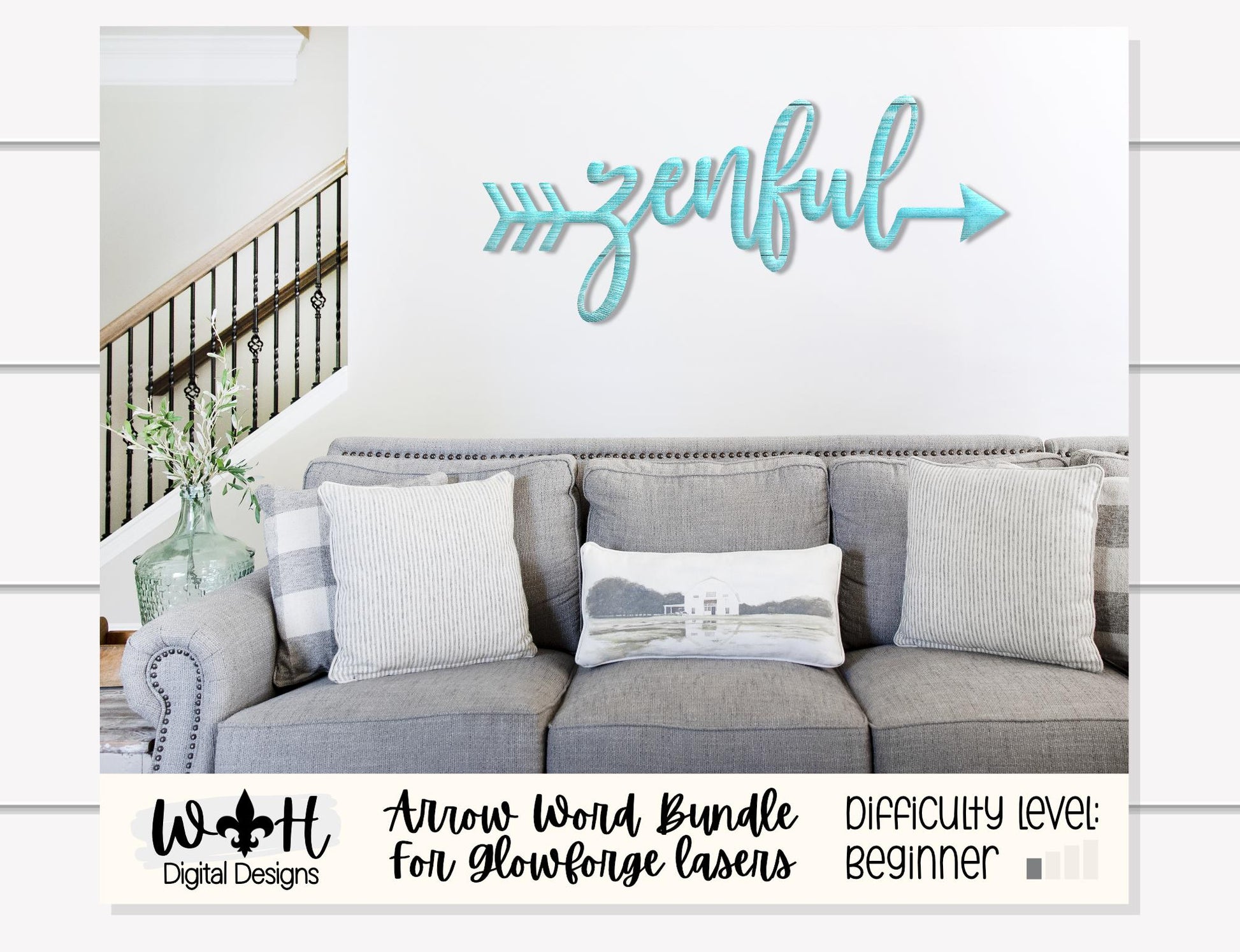 Zenful Peaceful Tranquil - Welded Arrow Words - Files for Sign Making - SVG Cut File For Glowforge - Digital File