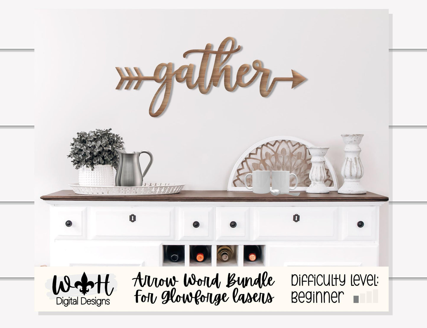 Gather, Together, Friends, Family Arrow - Place Settings - Welded Words - Files for Sign Making - SVG Cut File For Glowforge - Digital File