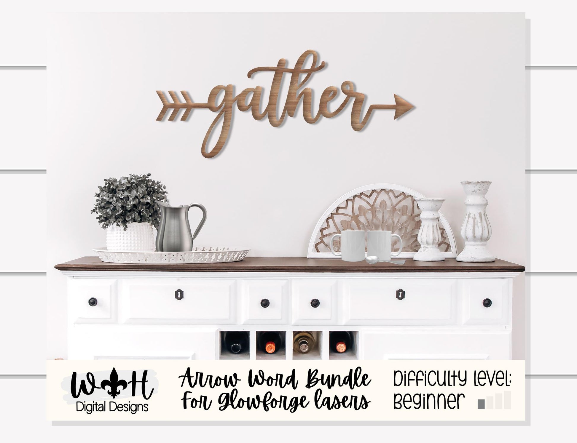 Gather, Together, Friends, Family Arrow - Place Settings - Welded Words - Files for Sign Making - SVG Cut File For Glowforge - Digital File