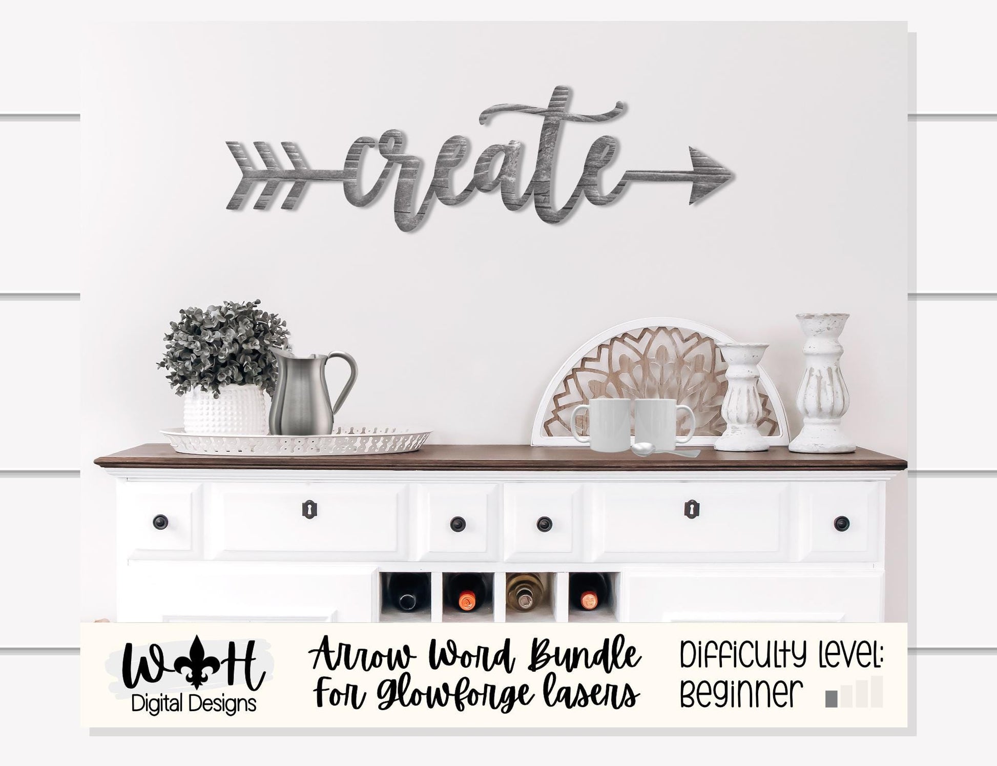 Dream, Make, Create - Welded Arrow Words - Files for Sign Making - SVG Cut File For Glowforge - Digital File