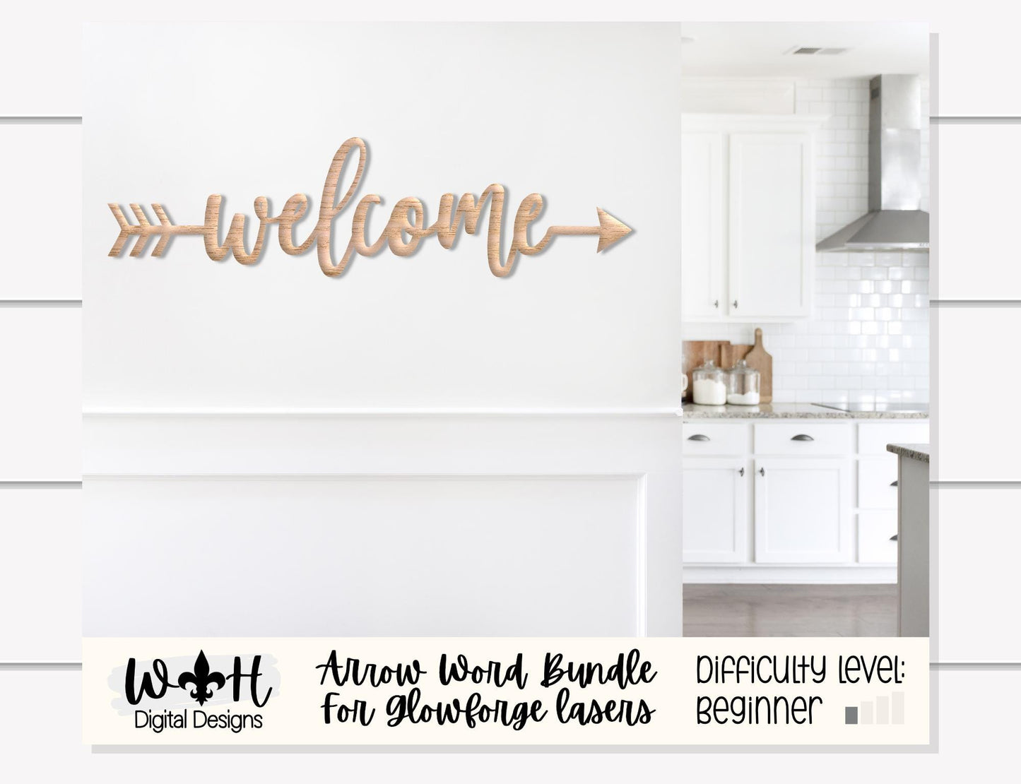 Hello, Welcome, Home Arrows - Place Settings - Welded Words - Files for Sign Making - SVG Cut File For Glowforge - Digital File