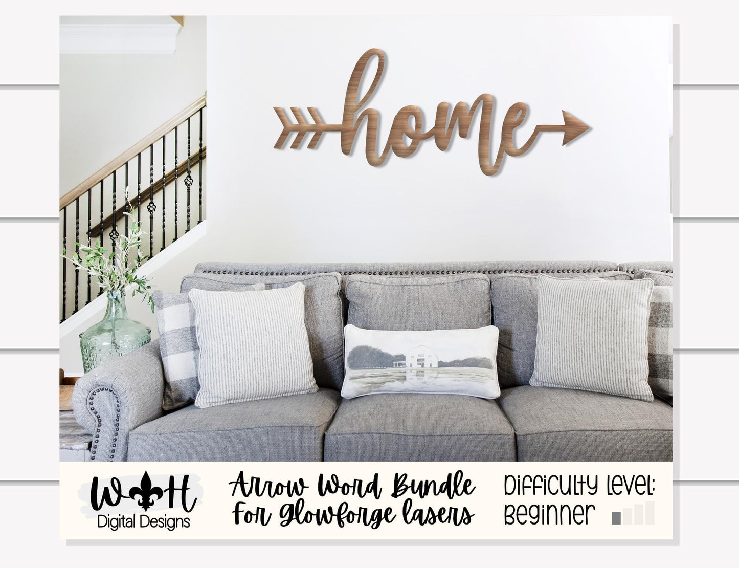 Hello, Welcome, Home Arrows - Place Settings - Welded Words - Files for Sign Making - SVG Cut File For Glowforge - Digital File