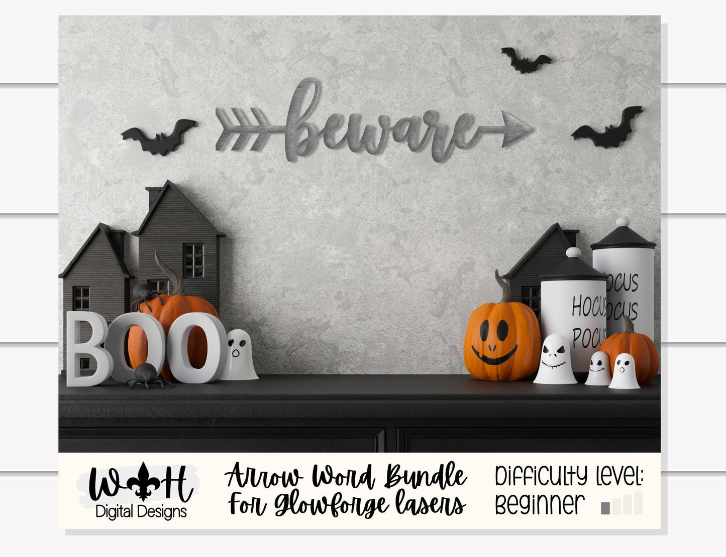 Beware, Spooky, Haunted, Frightful Arrows - Place Setting Words - Files for Sign Making - SVG Cut File For Glowforge - Digital File