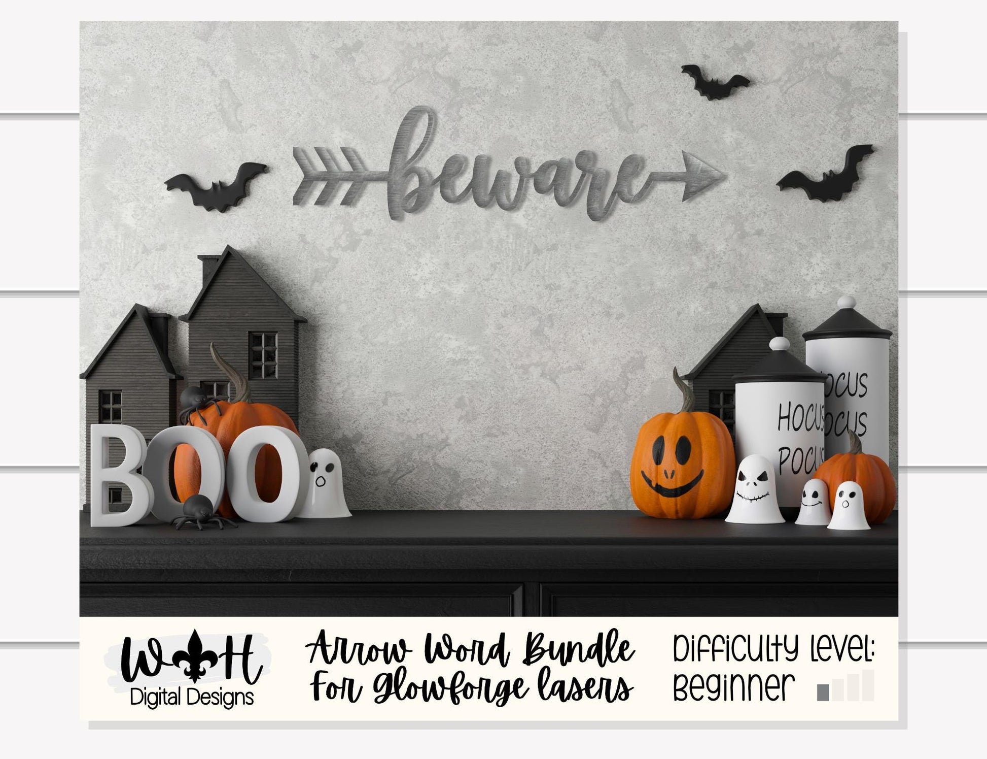 Beware, Spooky, Haunted, Frightful Arrows - Place Setting Words - Files for Sign Making - SVG Cut File For Glowforge - Digital File