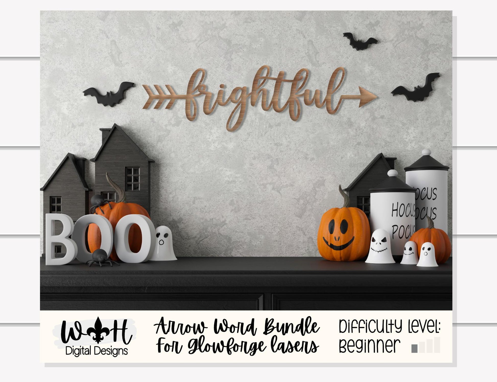 Beware, Spooky, Haunted, Frightful Arrows - Place Setting Words - Files for Sign Making - SVG Cut File For Glowforge - Digital File