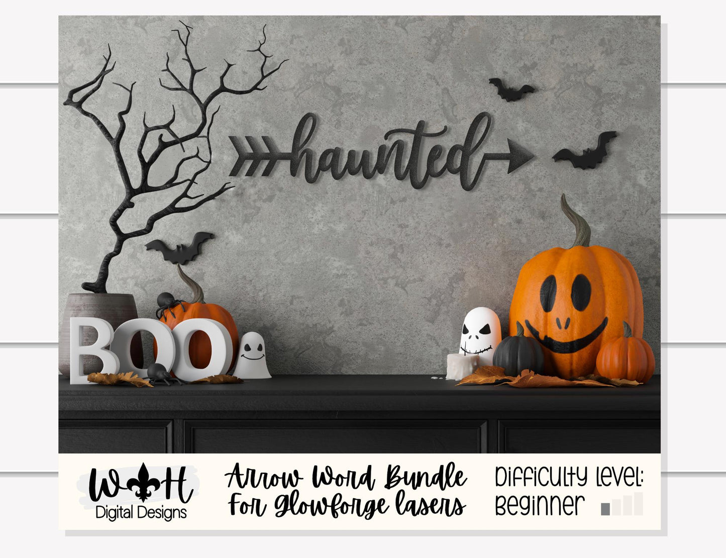 Beware, Spooky, Haunted, Frightful Arrows - Place Setting Words - Files for Sign Making - SVG Cut File For Glowforge - Digital File