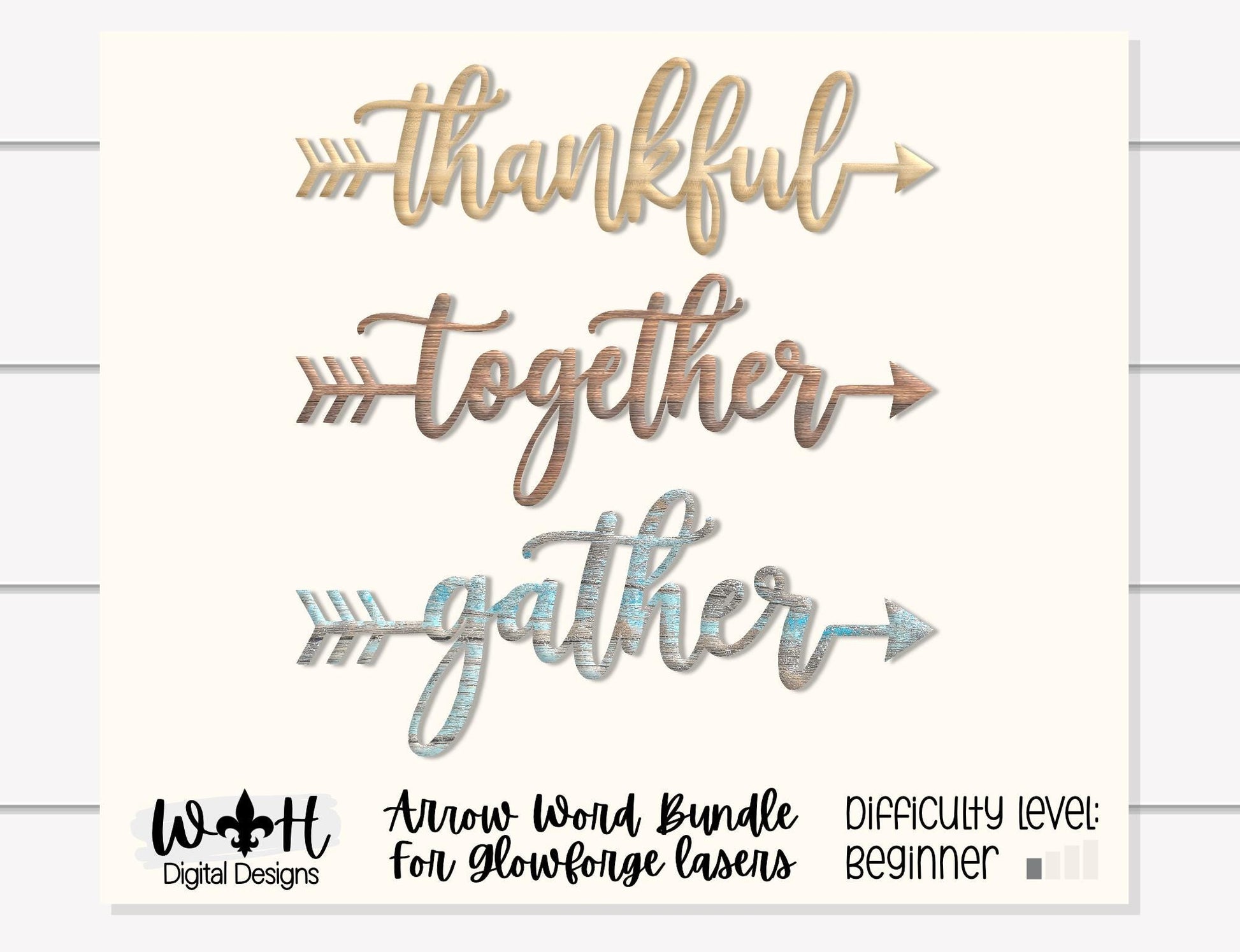 Thankful, Gather, Together - Welded Arrow Words - Files for Sign Making - SVG Cut File For Glowforge - Digital File