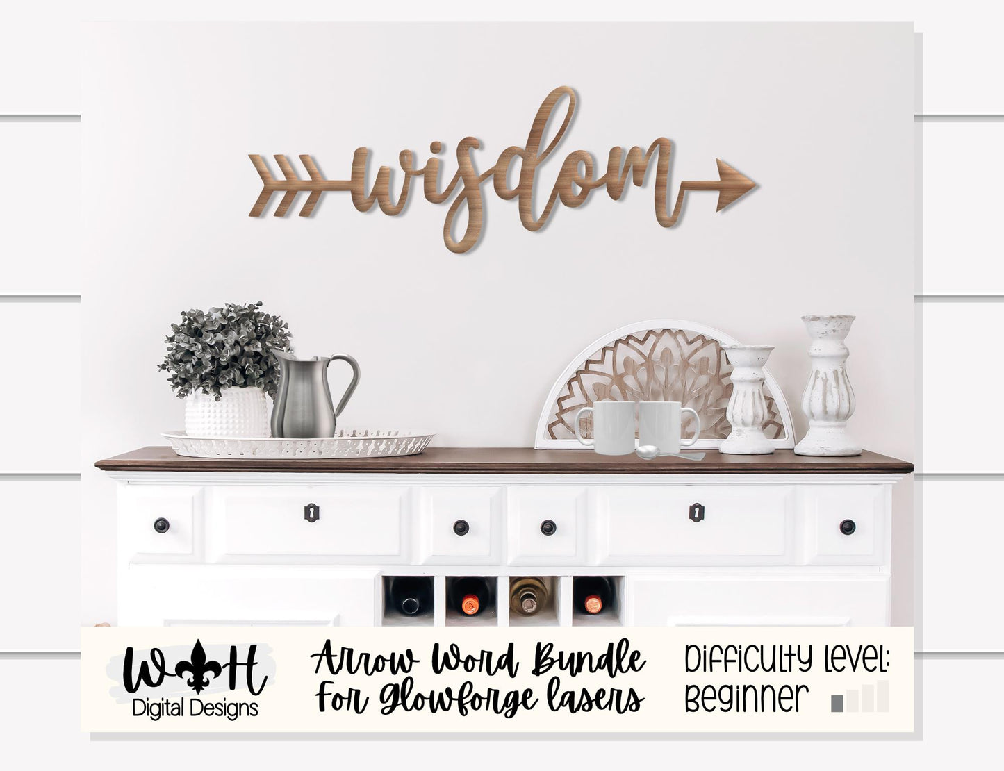 Wisdom, Strength, Courage - Welded Arrow Words - Files for Sign Making - SVG Cut File For Glowforge - Digital File