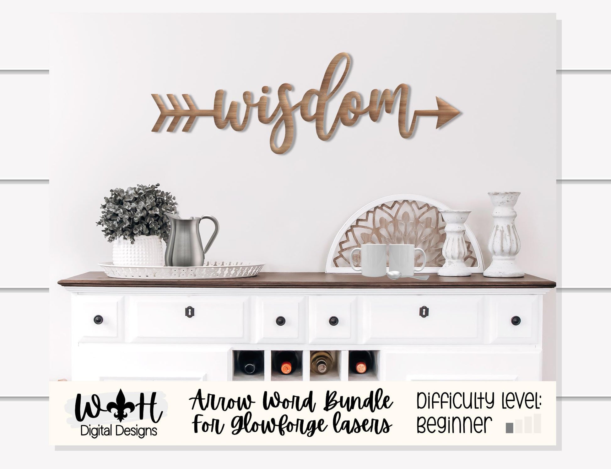 Wisdom, Strength, Courage - Welded Arrow Words - Files for Sign Making - SVG Cut File For Glowforge - Digital File
