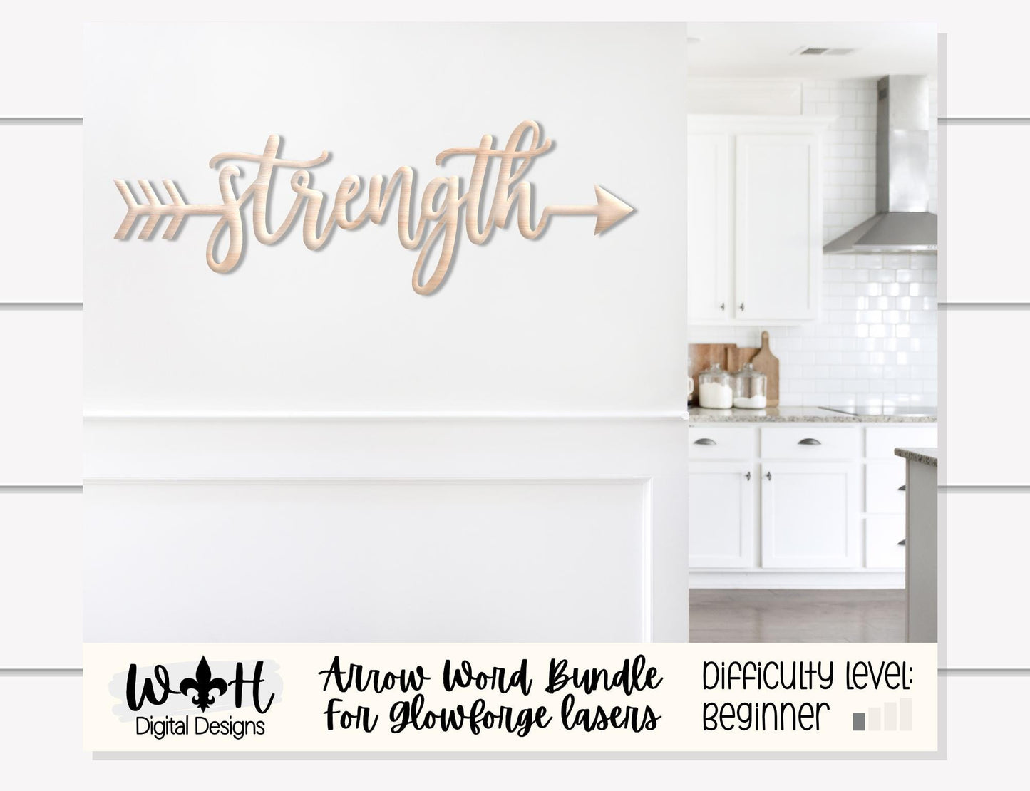 Wisdom, Strength, Courage - Welded Arrow Words - Files for Sign Making - SVG Cut File For Glowforge - Digital File