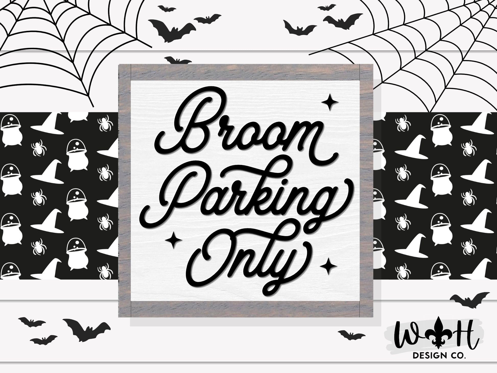 Broom Parking Only - Modern Farmhouse Halloween Frame Sign - Rustic Fall Mantel Decor - Coffee Bar Sign - Witchy Wall Art - Entryway Decor