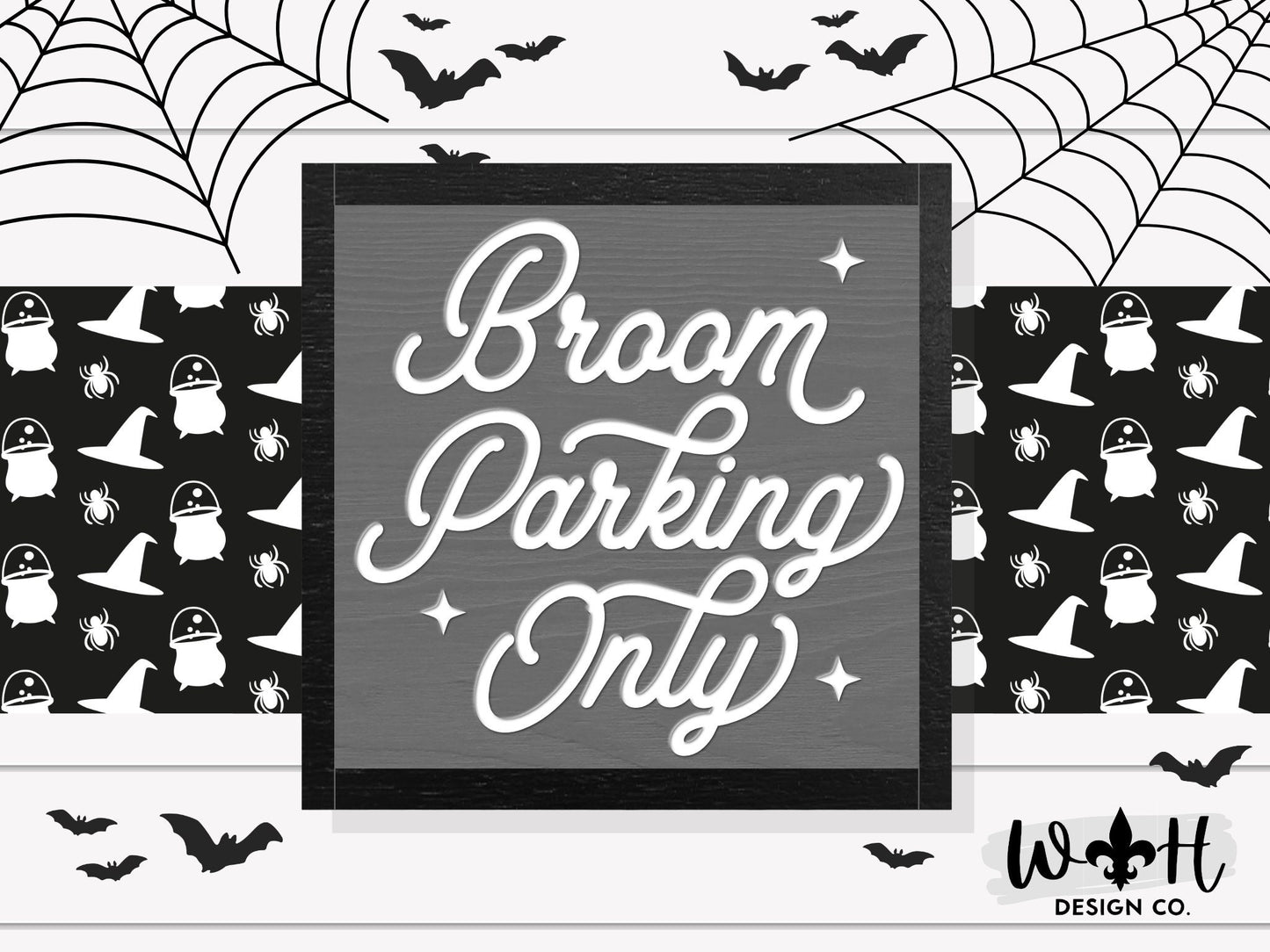 Broom Parking Only - Modern Farmhouse Halloween Frame Sign - Rustic Fall Mantel Decor - Coffee Bar Sign - Witchy Wall Art - Entryway Decor