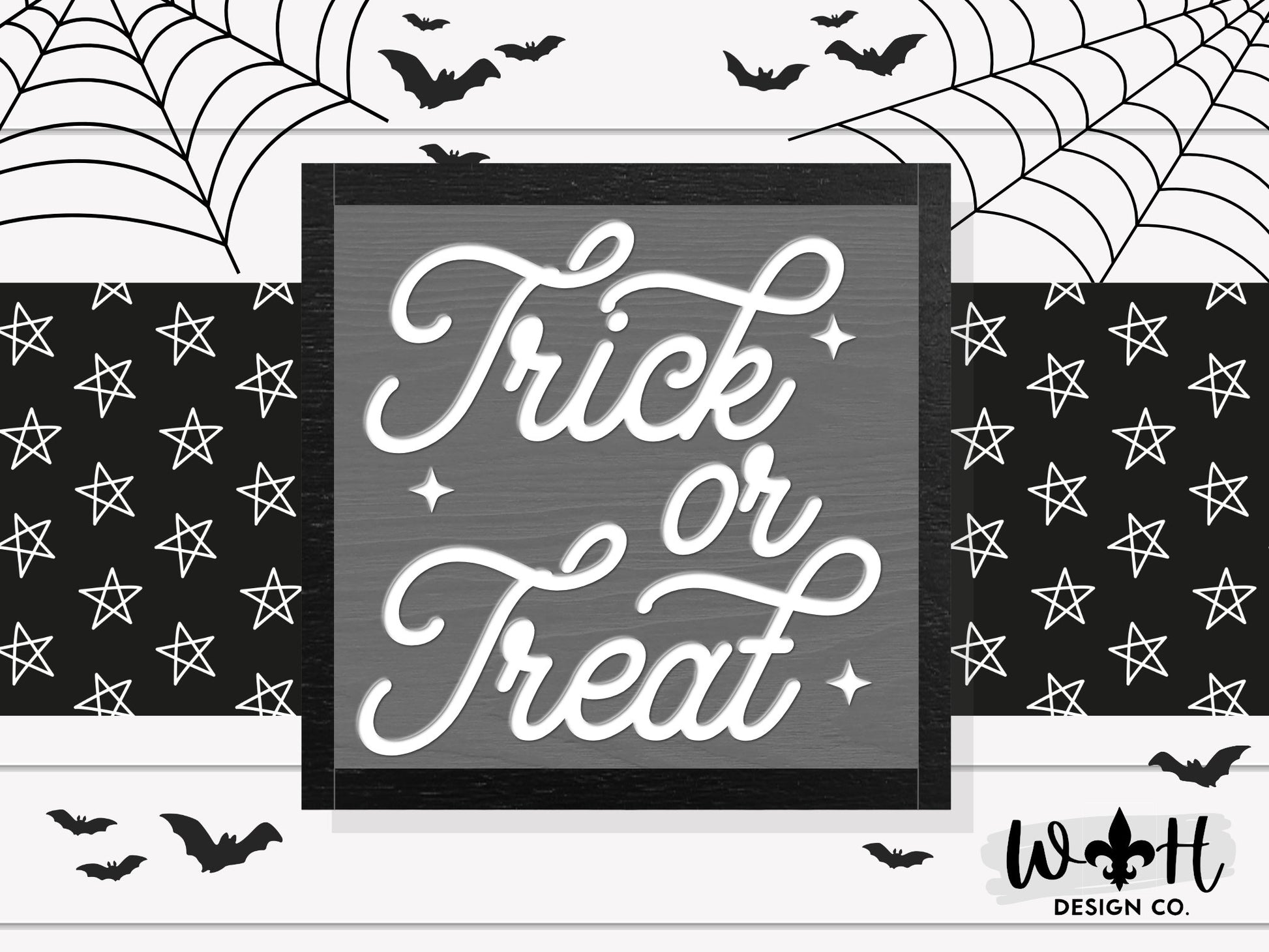 Trick Or Treat - Modern Farmhouse Halloween Frame Sign - Rustic Fall Mantel Decor - Coffee Bar Sign - Witchy Wall Art - Entryway Decor