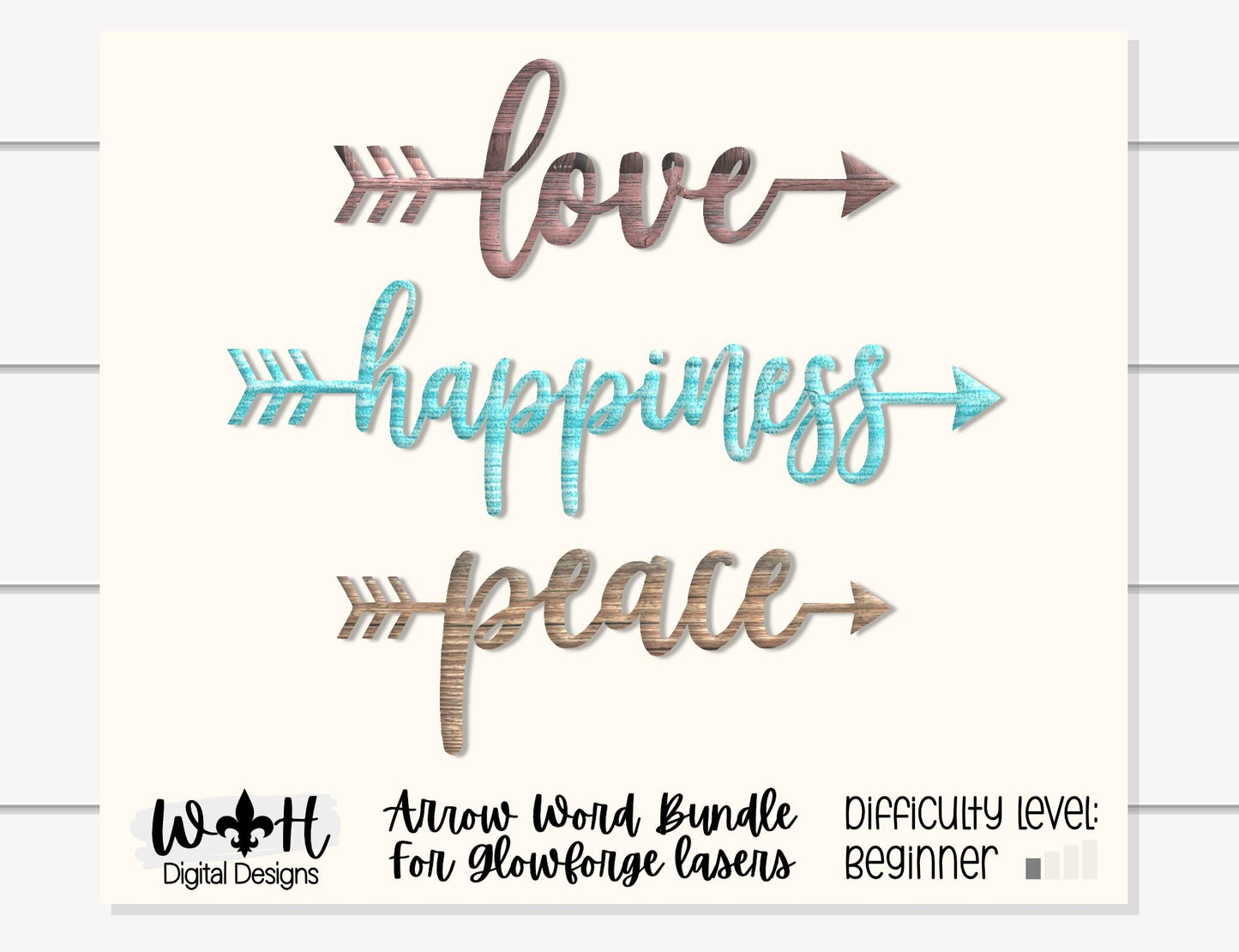 Peace, Love, Happiness - Welded Arrow Words - Files for Sign Making - SVG Cut File For Glowforge - Digital File