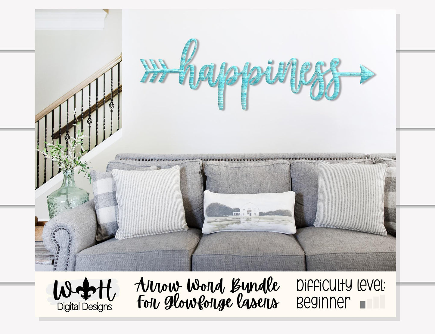 Peace, Love, Happiness - Welded Arrow Words - Files for Sign Making - SVG Cut File For Glowforge - Digital File