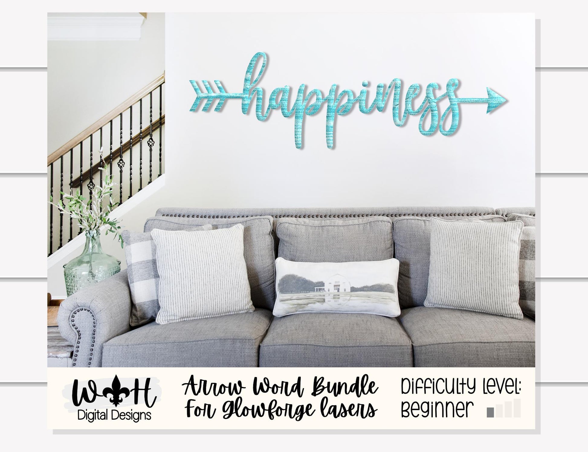 Peace, Love, Happiness - Welded Arrow Words - Files for Sign Making - SVG Cut File For Glowforge - Digital File