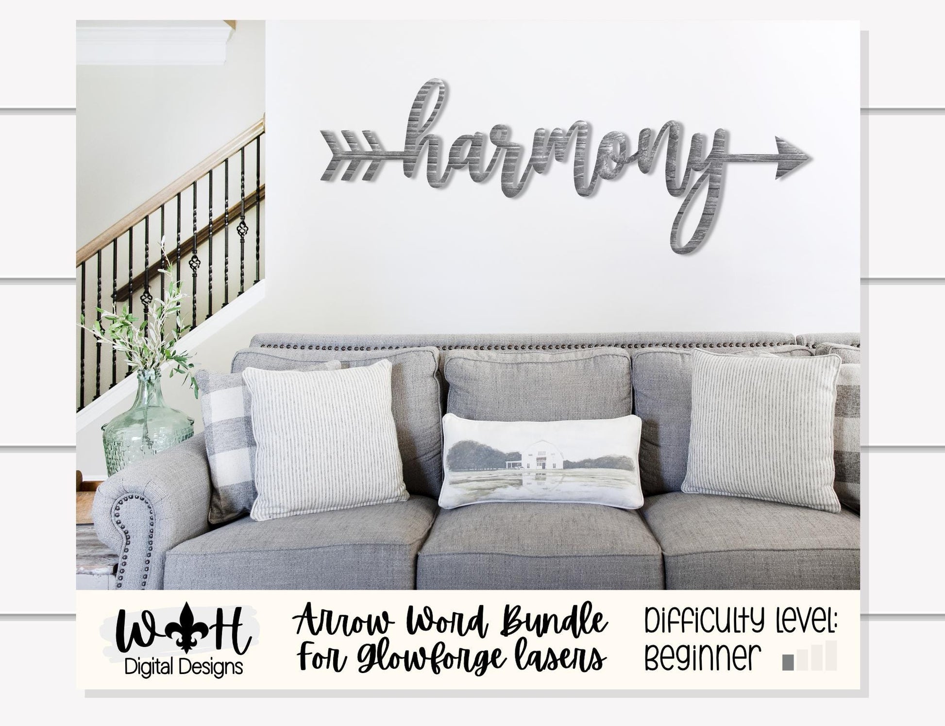 Harmony, Peace, Love - Welded Arrow Words - Files for Sign Making - SVG Cut File For Glowforge - Digital File