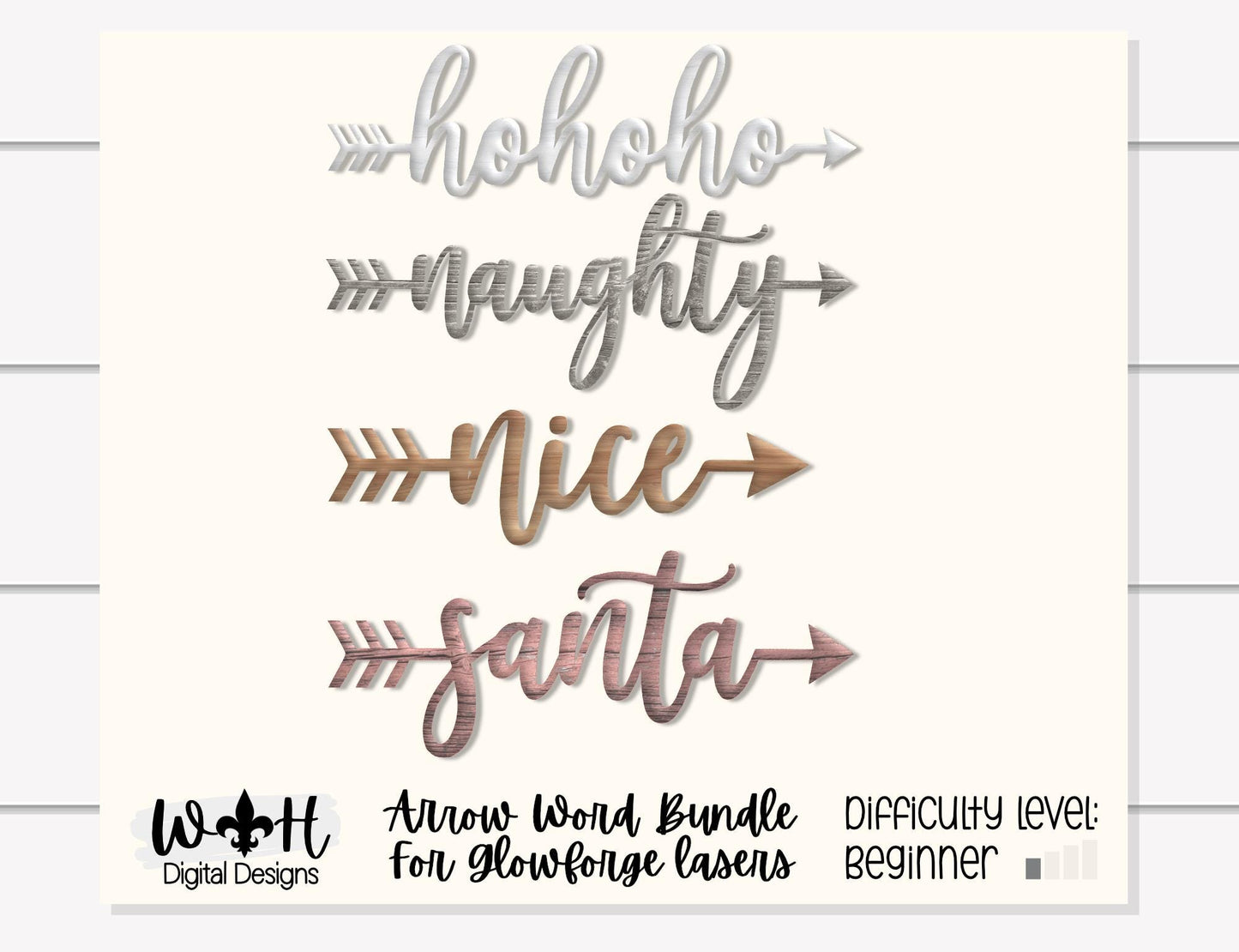 Santa, Ho Ho Ho, Naughty, Nice Christmas Arrows - Place Settings Bundle - Files for Sign Making - SVG Cut File For Glowforge - Digital File